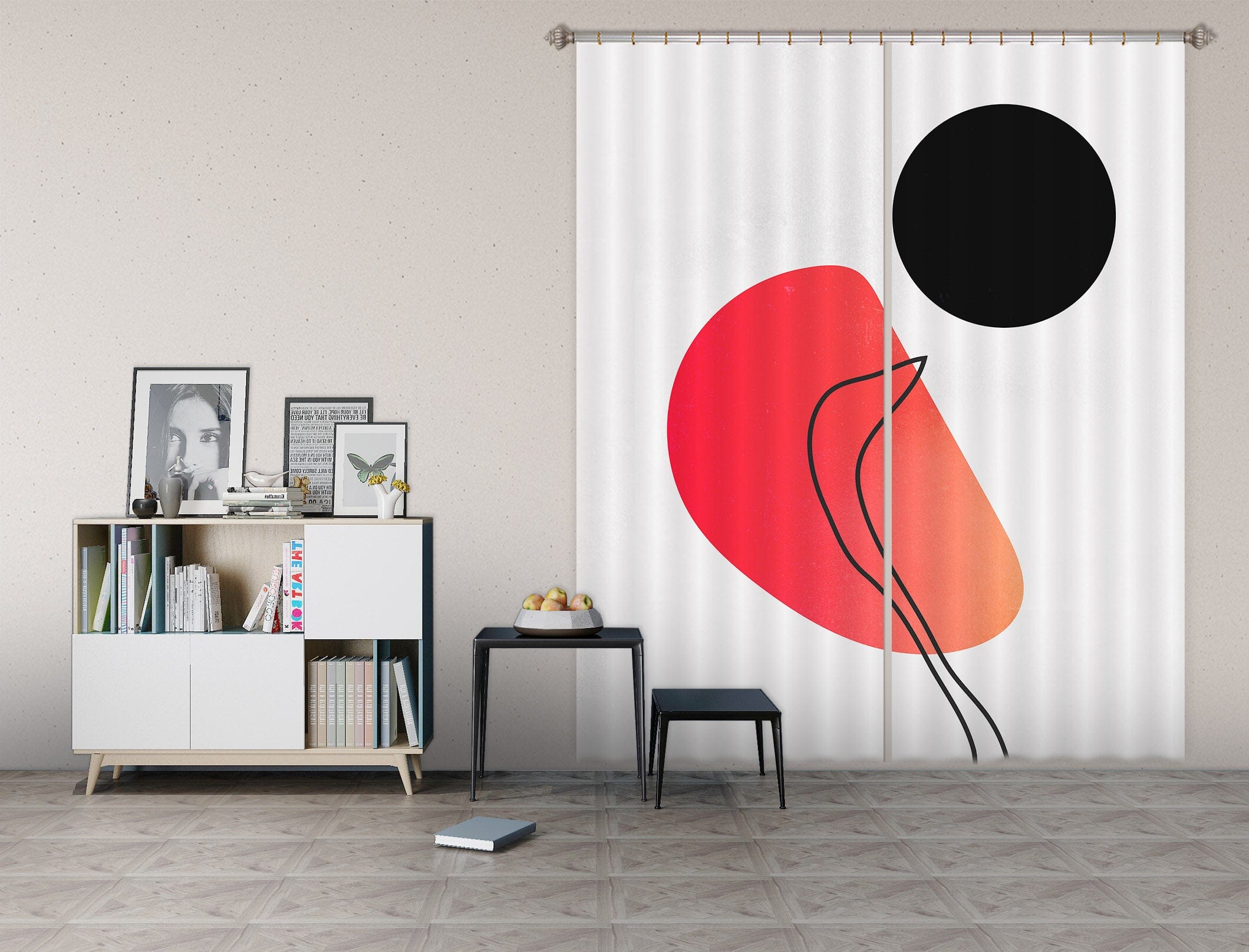 3D Black Circular Pattern 1004 Boris Draschoff Curtain Curtains Drapes Curtains AJ Creativity Home