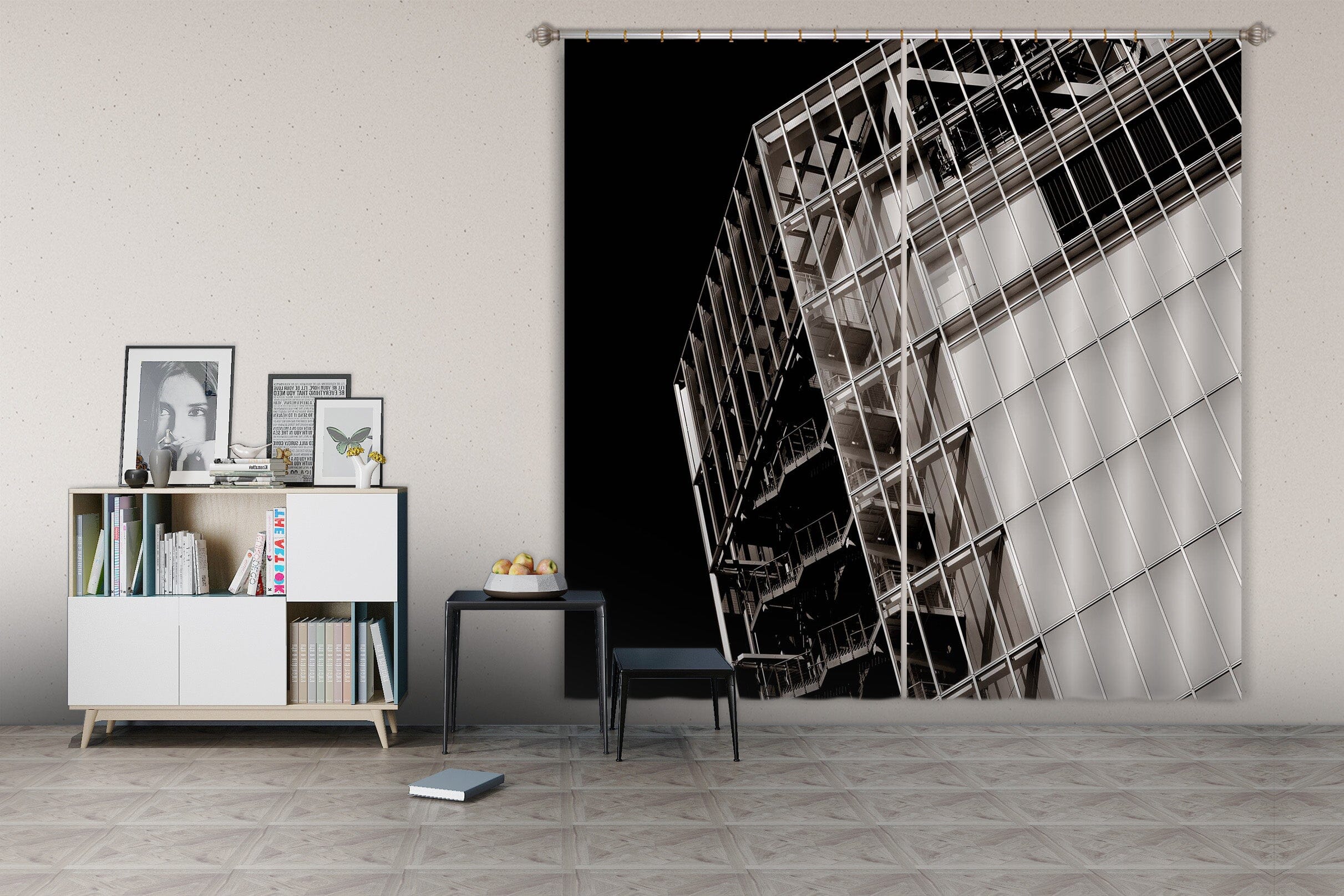 3D Dangerous Building 047 Noirblanc777 Curtain Curtains Drapes Curtains AJ Creativity Home