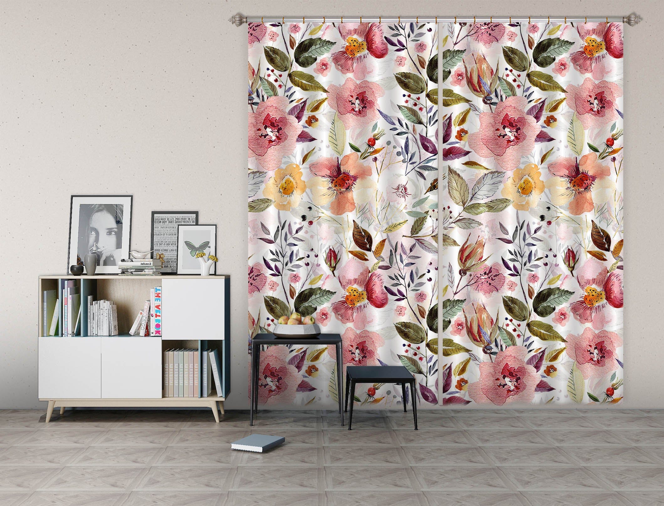 3D Yellow Flower 220 Uta Naumann Curtain Curtains Drapes Curtains AJ Creativity Home