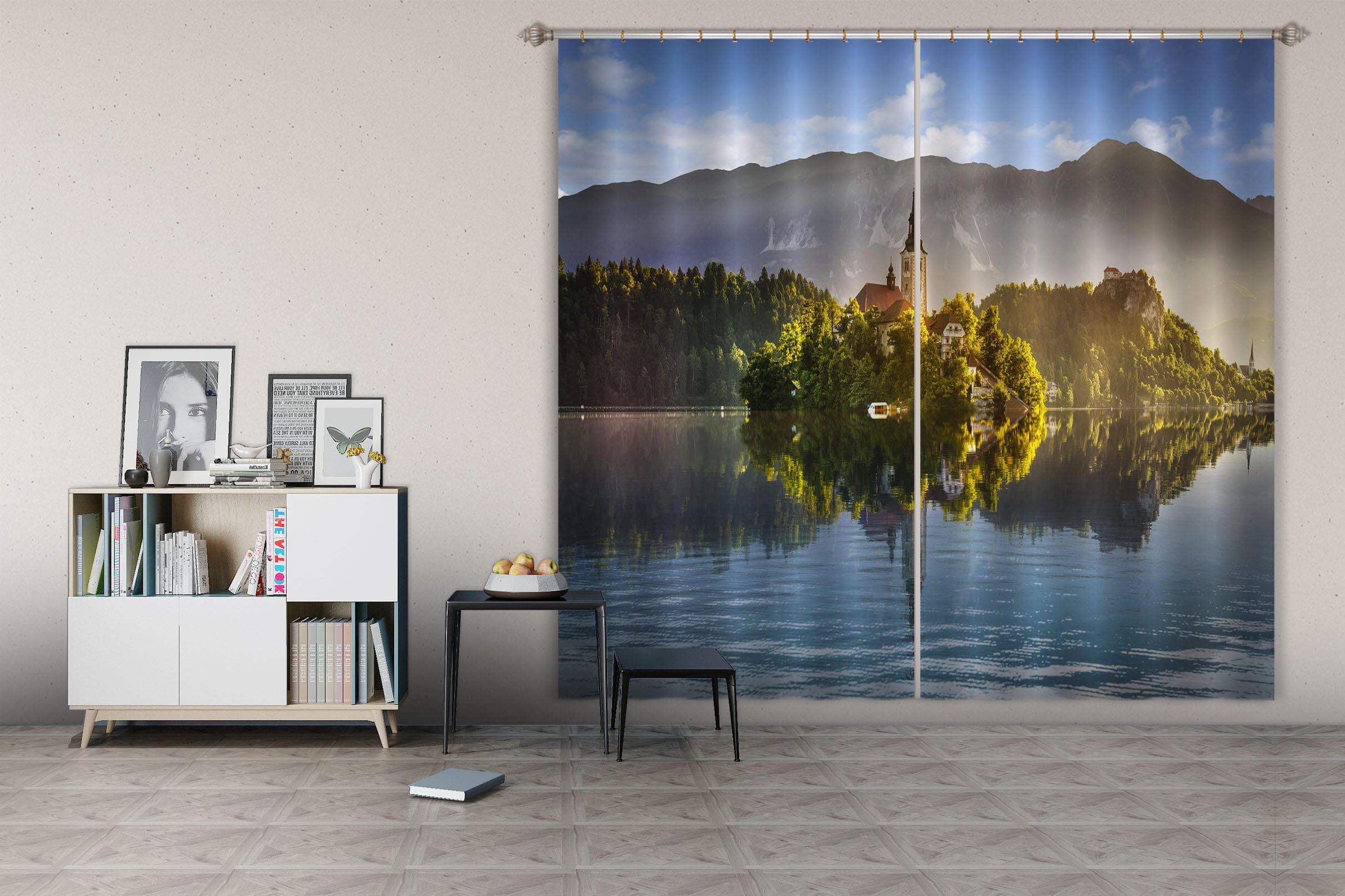 3D Forest Lake 053 Marco Carmassi Curtain Curtains Drapes Curtains AJ Creativity Home