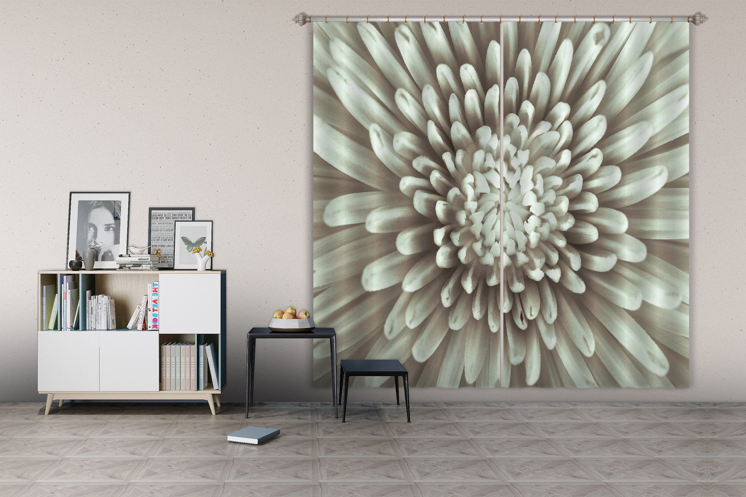 3D White Daisy 001 Assaf Frank Curtain Curtains Drapes Curtains AJ Creativity Home