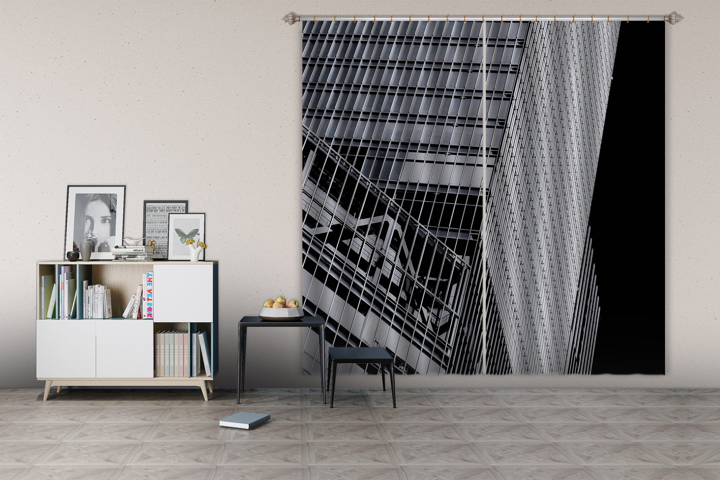 3D Dangerous Building 048 Noirblanc777 Curtain Curtains Drapes Curtains AJ Creativity Home