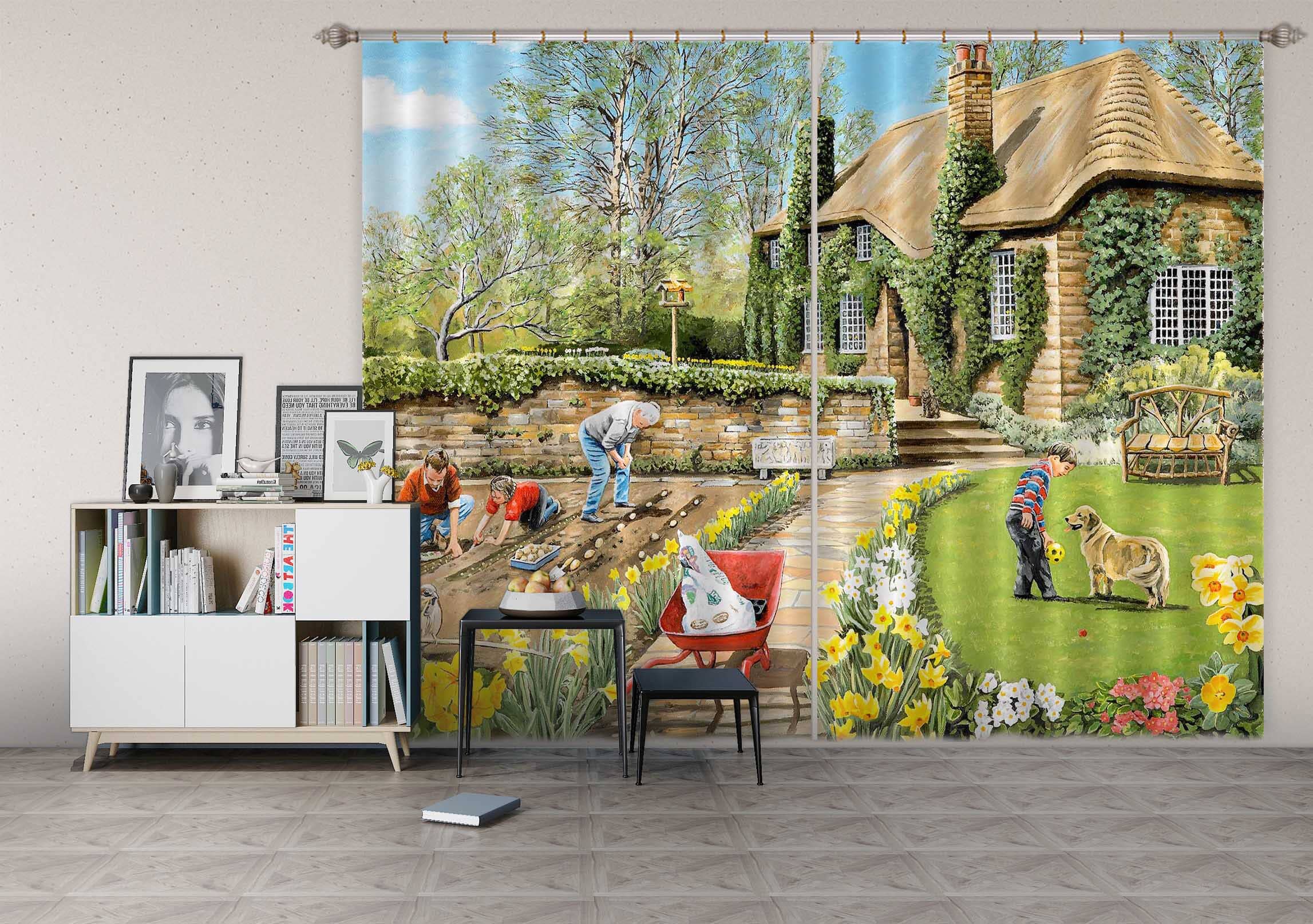 3D Spring Gardening 091 Trevor Mitchell Curtain Curtains Drapes Curtains AJ Creativity Home