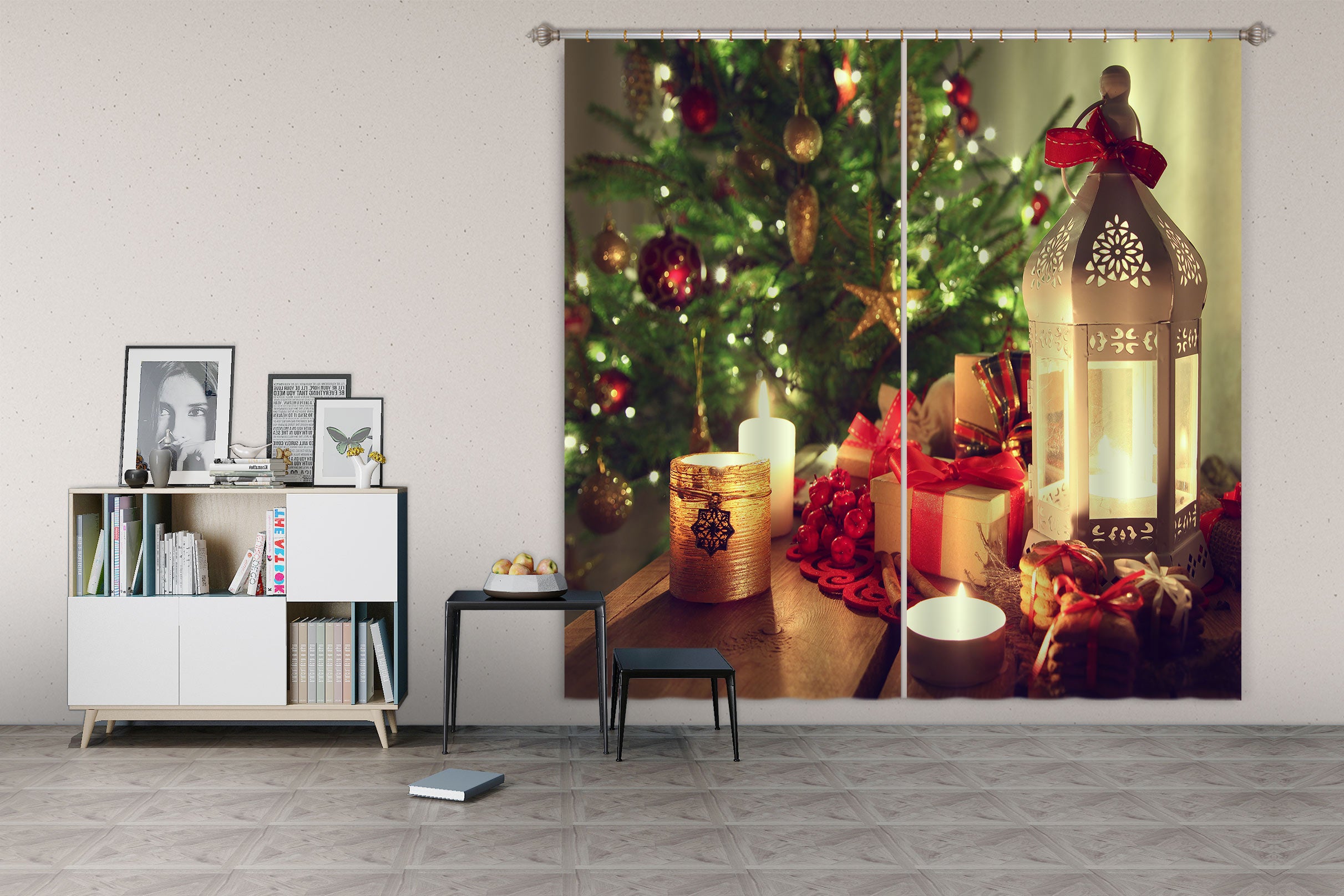 3D Candle Gift 52014 Christmas Curtains Drapes Xmas