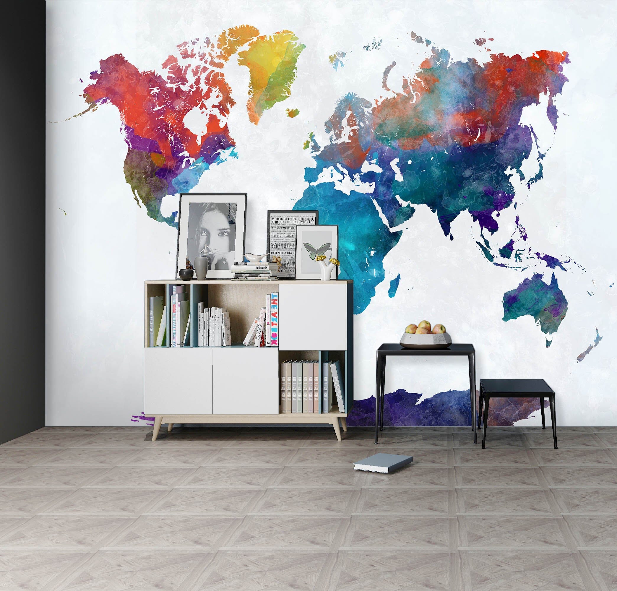 3D Color World Map 1003 Wall Murals Wallpaper AJ Wallpaper 2