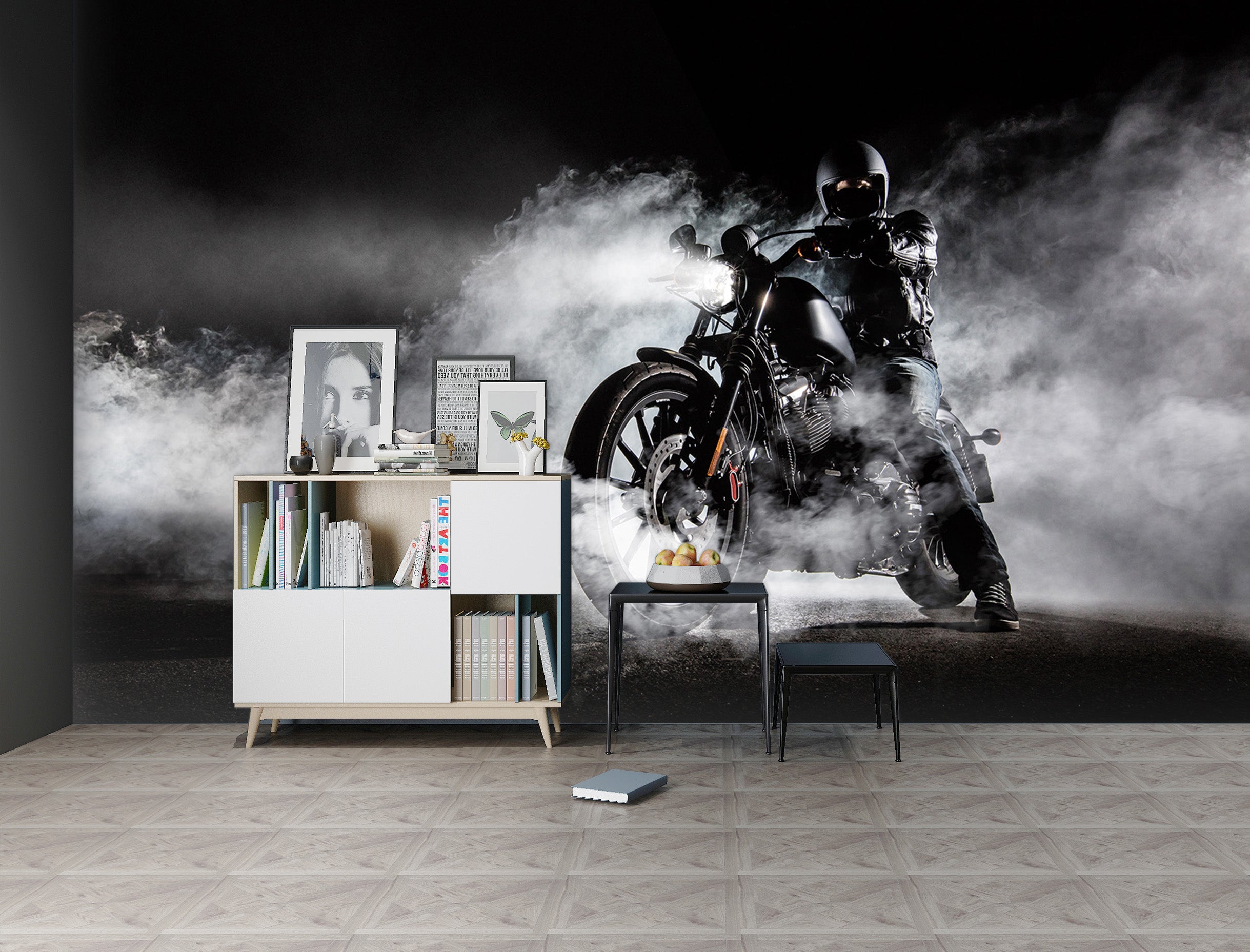 3D Fog Motorcycle 352 Vehicle Wall Murals