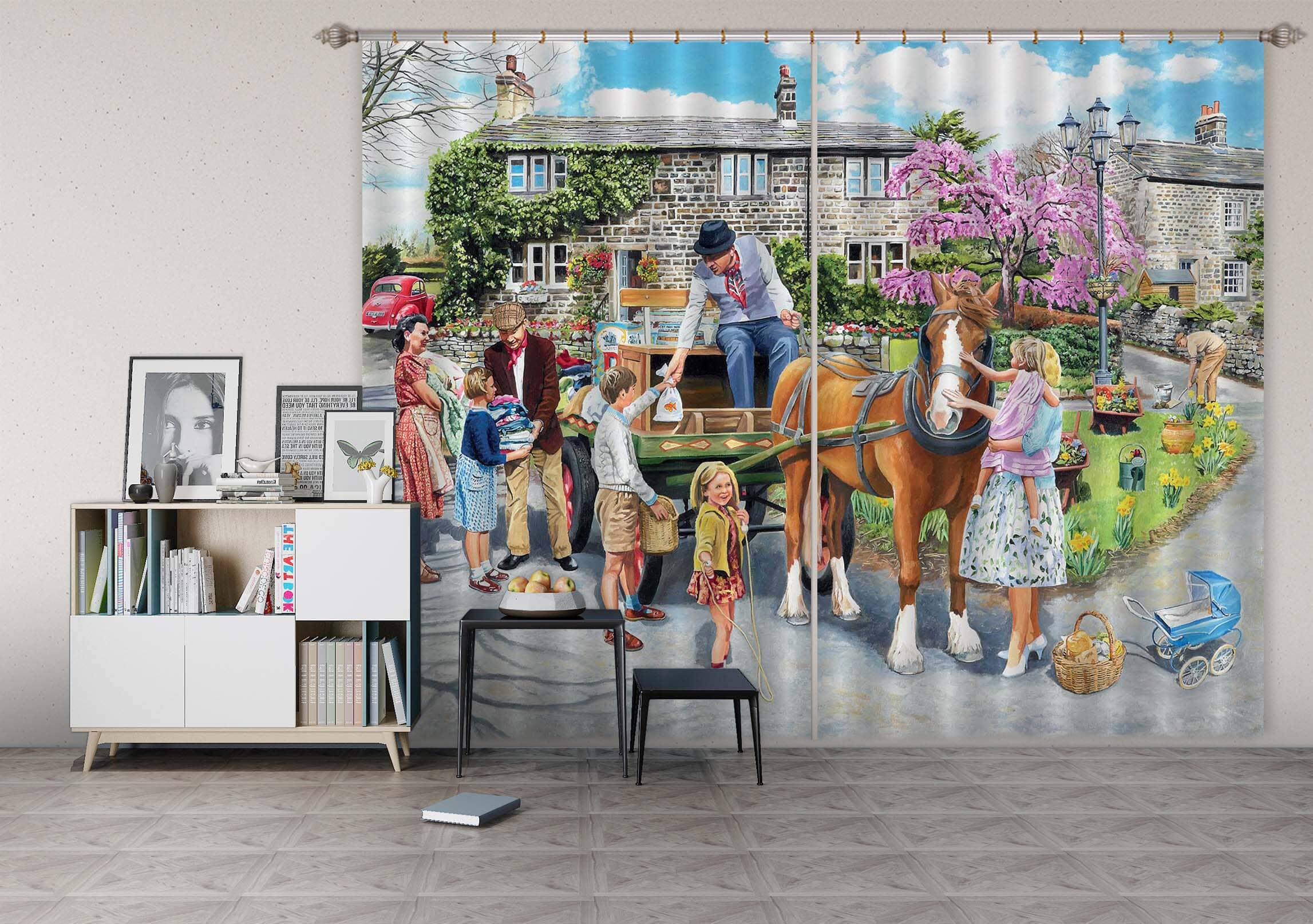 3D Petting The Horse 085 Trevor Mitchell Curtain Curtains Drapes Curtains AJ Creativity Home