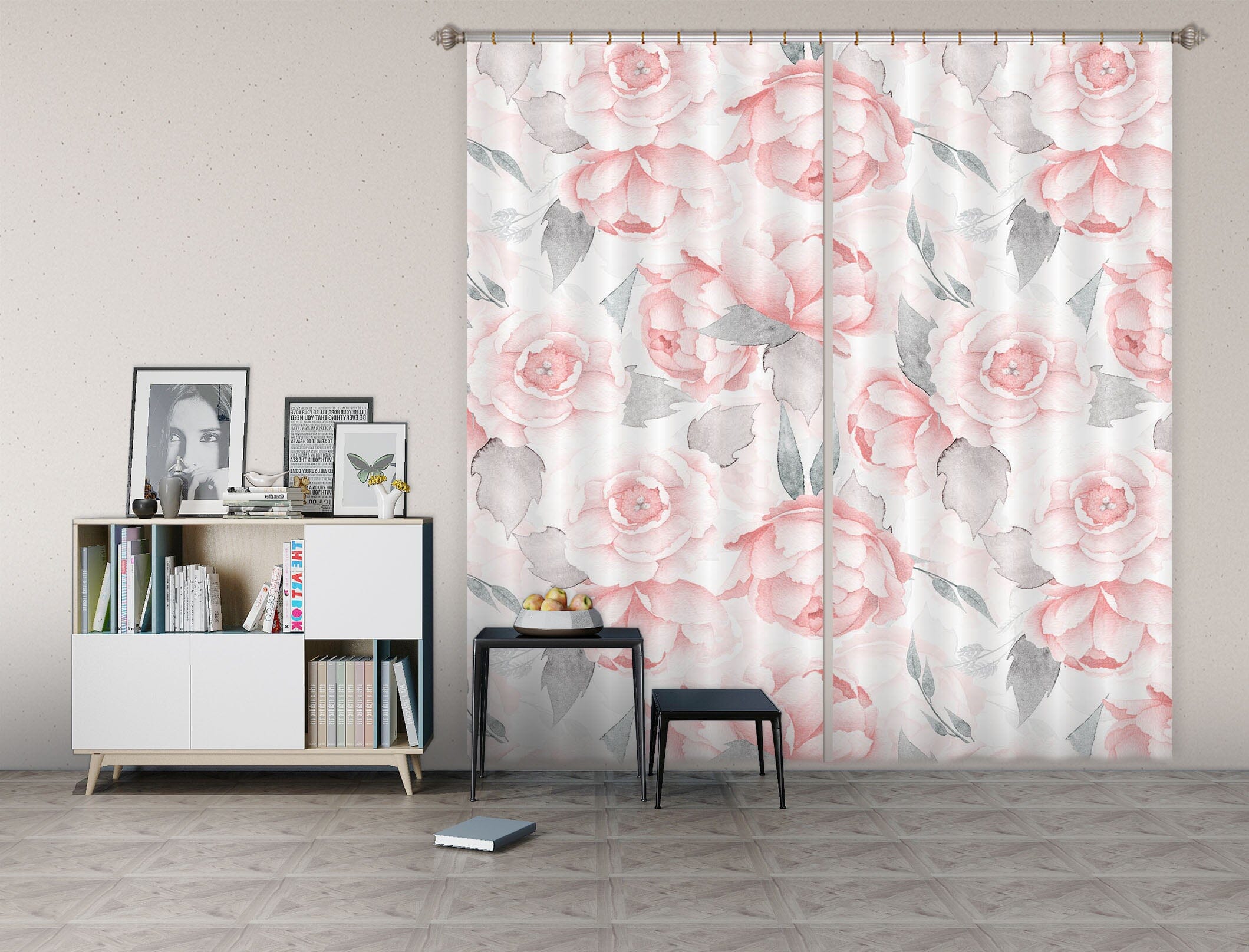 3D Peony Pattern 243 Uta Naumann Curtain Curtains Drapes Curtains AJ Creativity Home