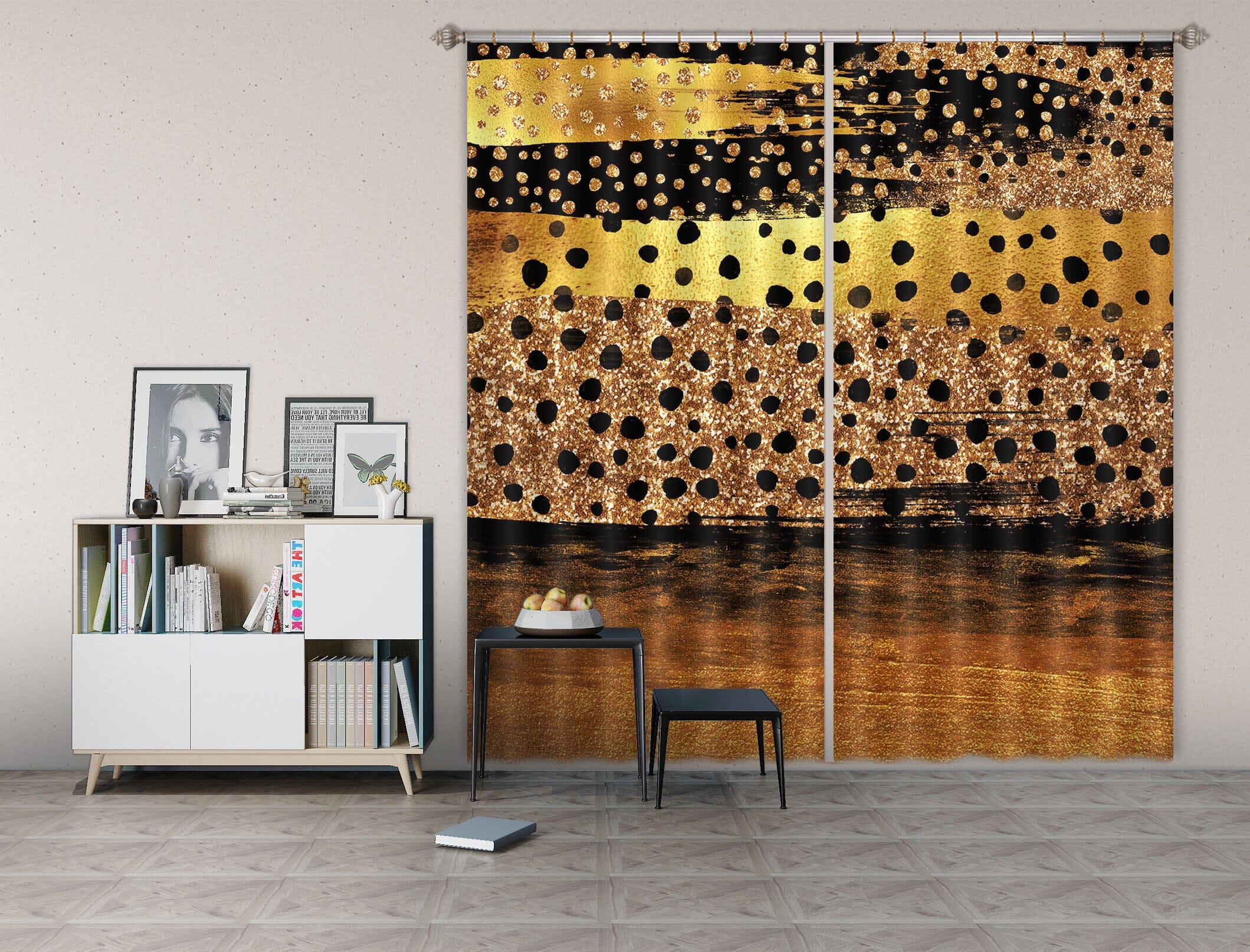3D Gold Circle 196 Uta Naumann Curtain Curtains Drapes Curtains AJ Creativity Home