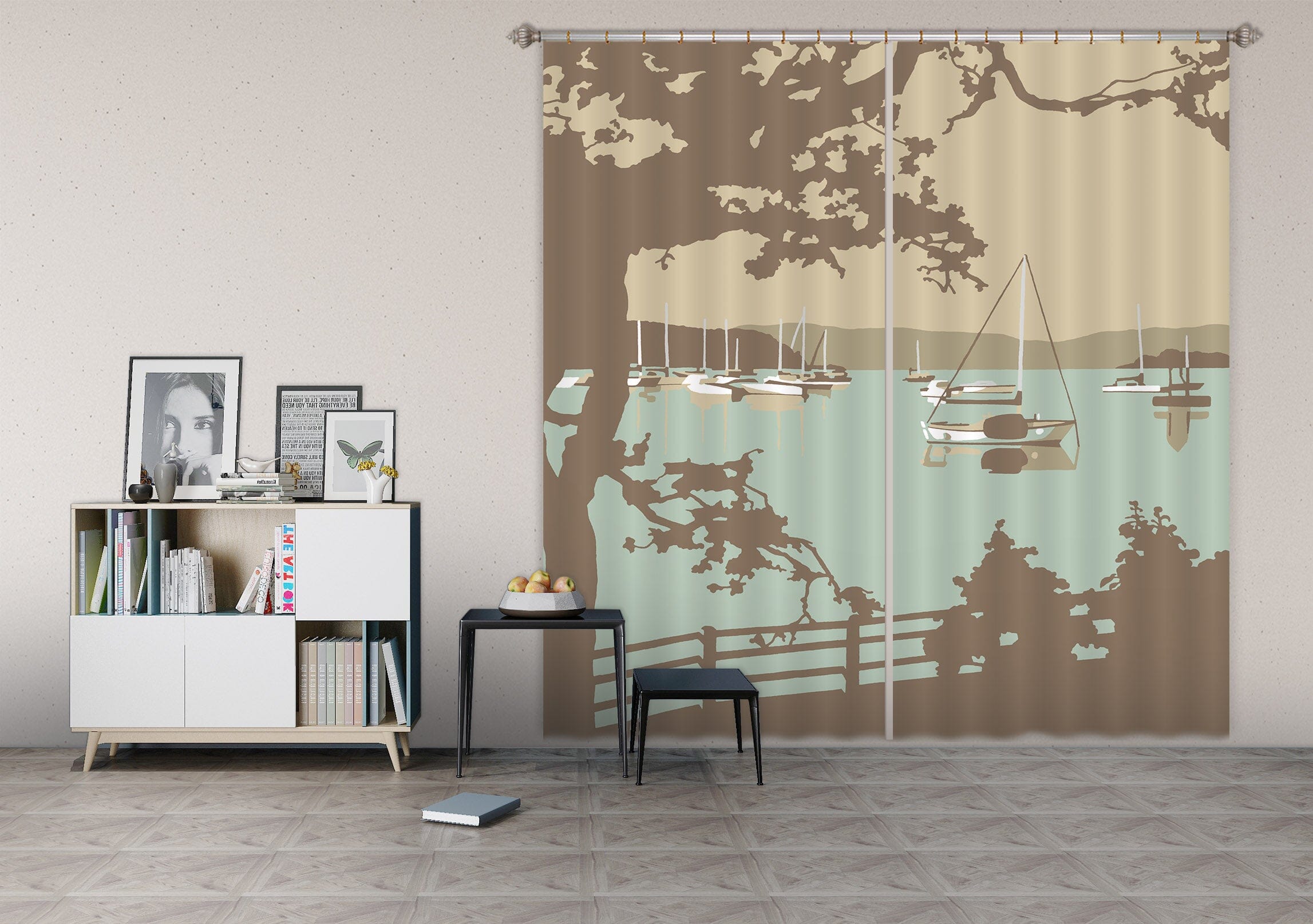 3D Poole Harbour View 134 Steve Read Curtain Curtains Drapes Curtains AJ Creativity Home