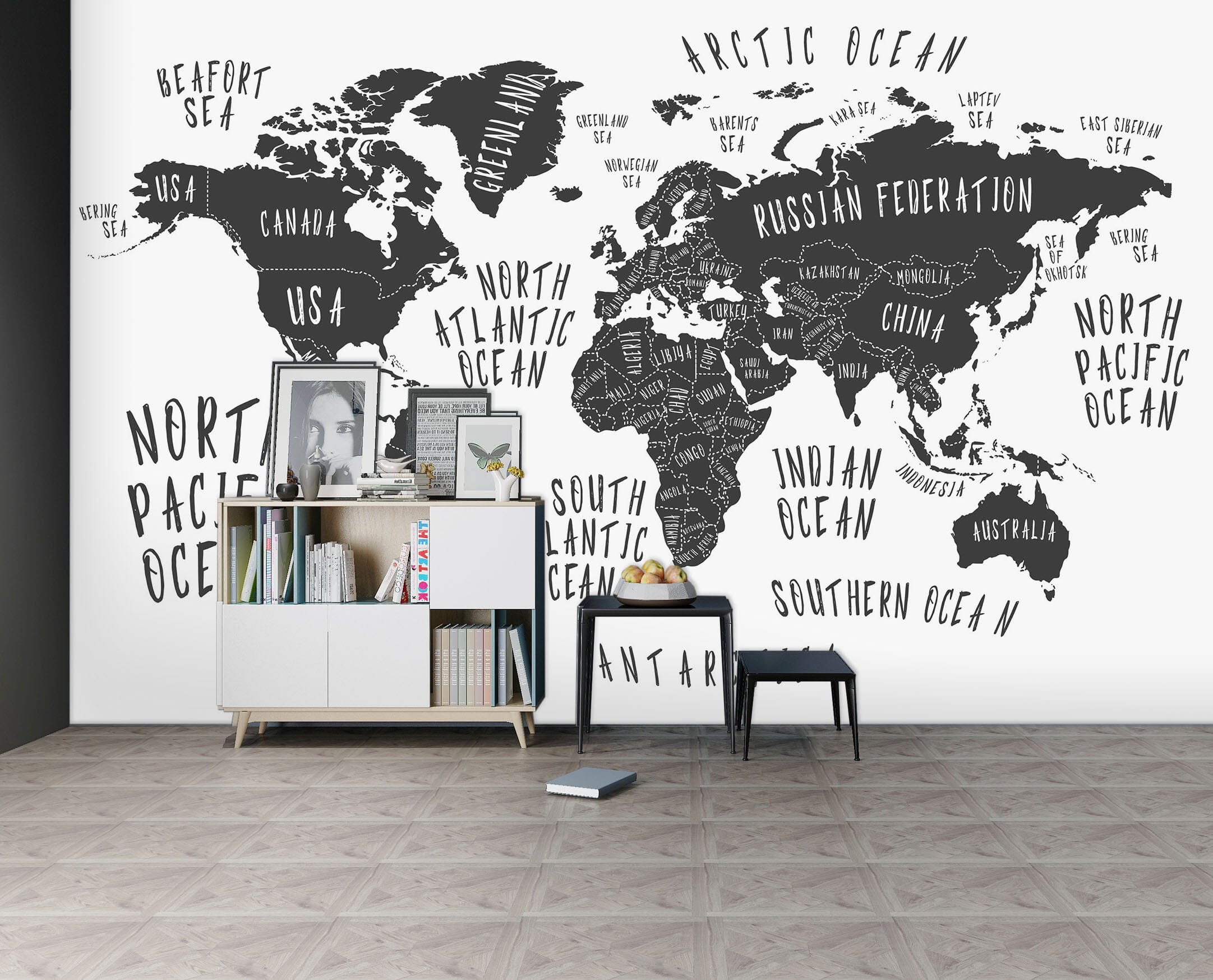 3D Black Pattern 2136 World Map Wall Murals Wallpaper AJ Wallpaper 2