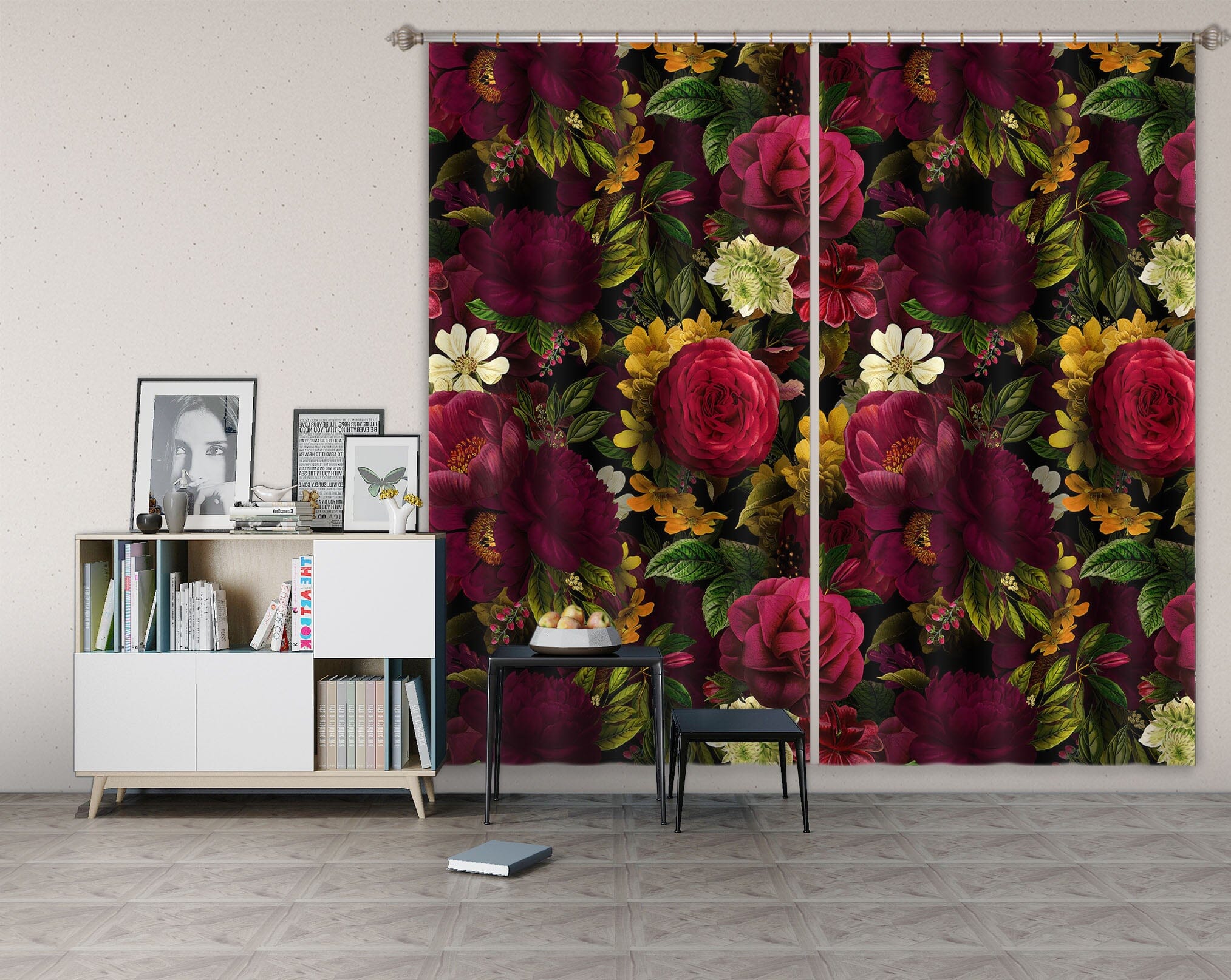 3D Vintage Roses 037 Uta Naumann Curtain Curtains Drapes Curtains AJ Creativity Home