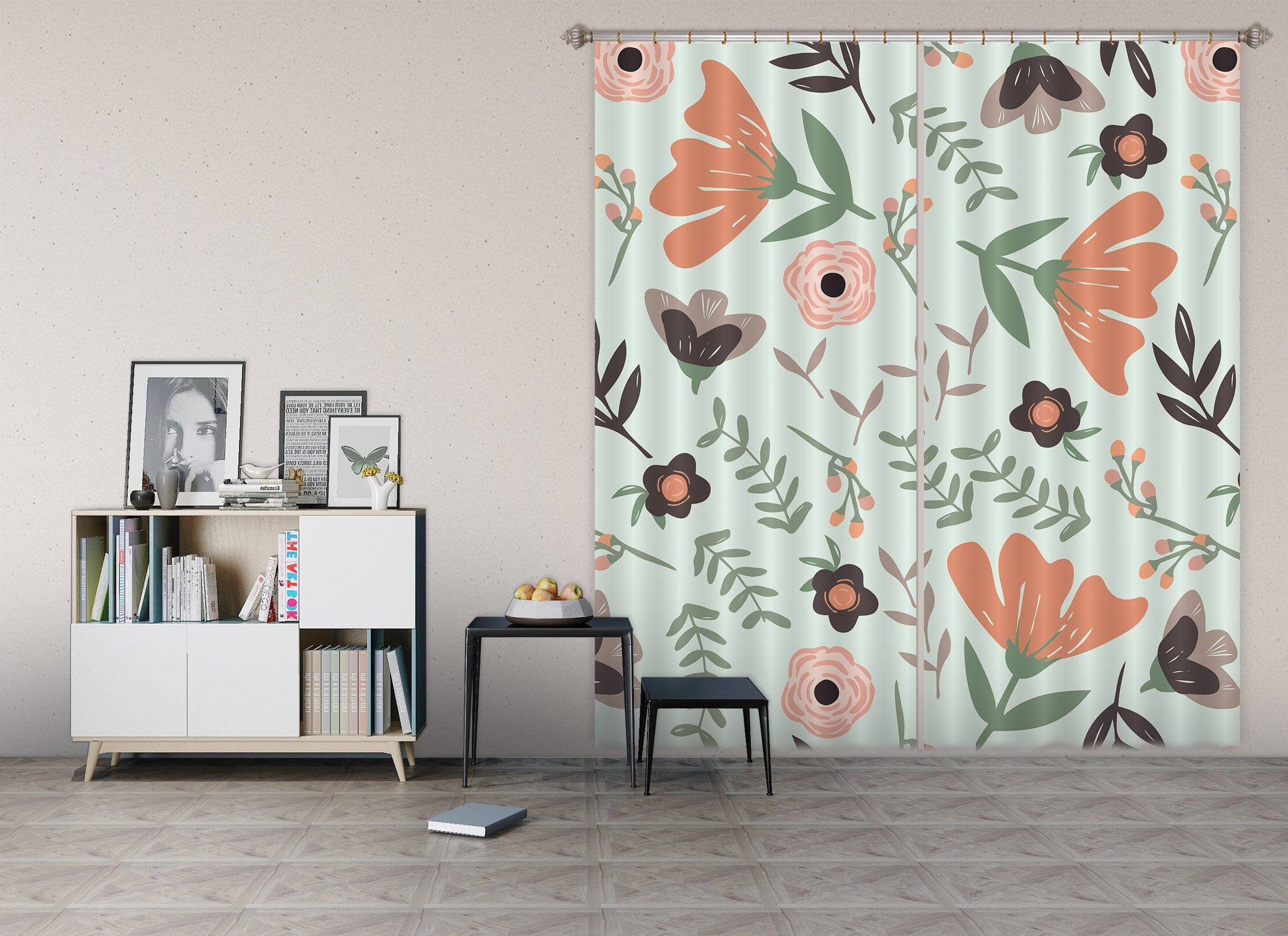 3D Flower Pattern 044 Jillian Helvey Curtain Curtains Drapes Curtains AJ Creativity Home