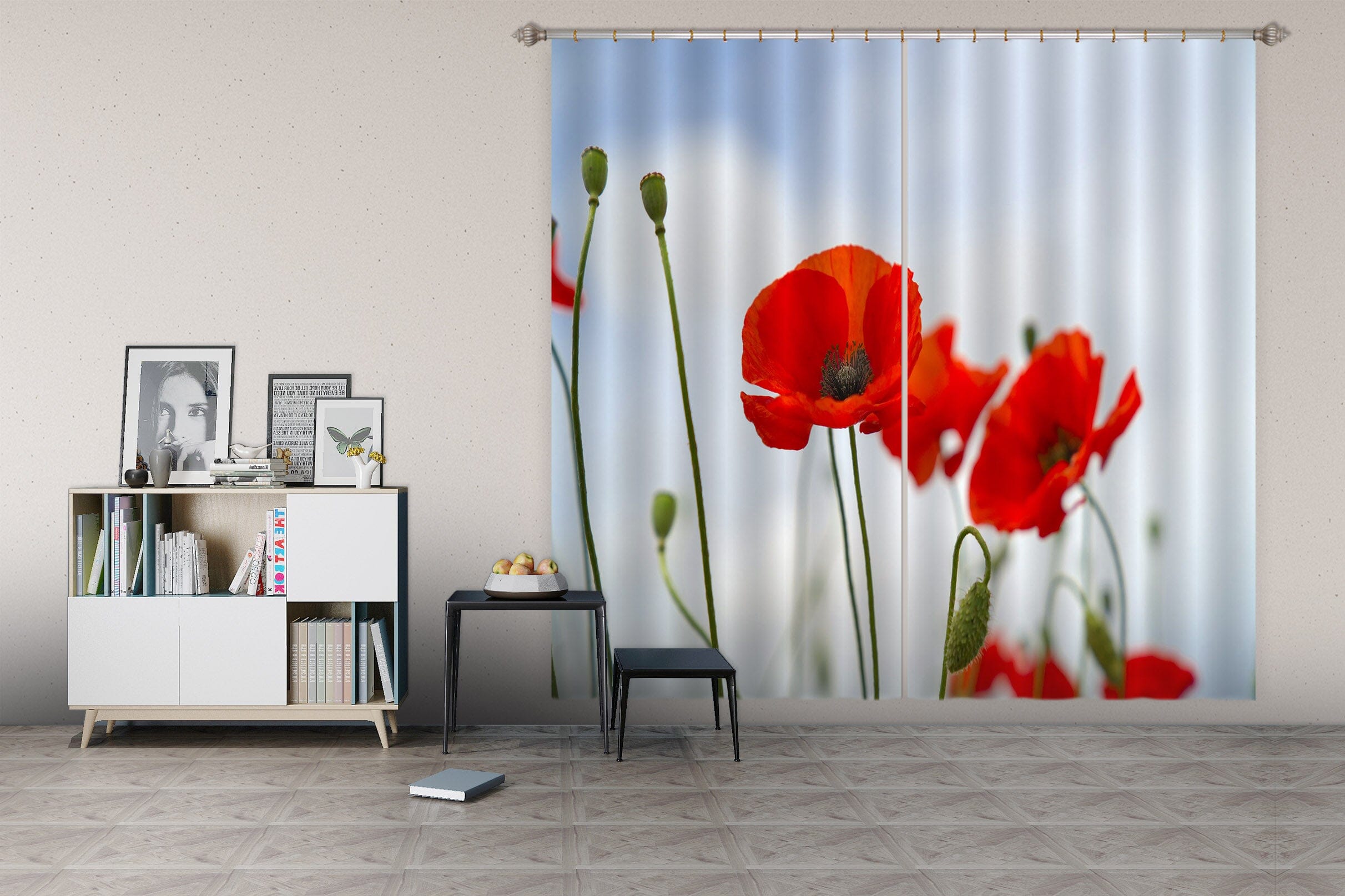 3D Red Flowers 183 Marco Carmassi Curtain Curtains Drapes Curtains AJ Creativity Home