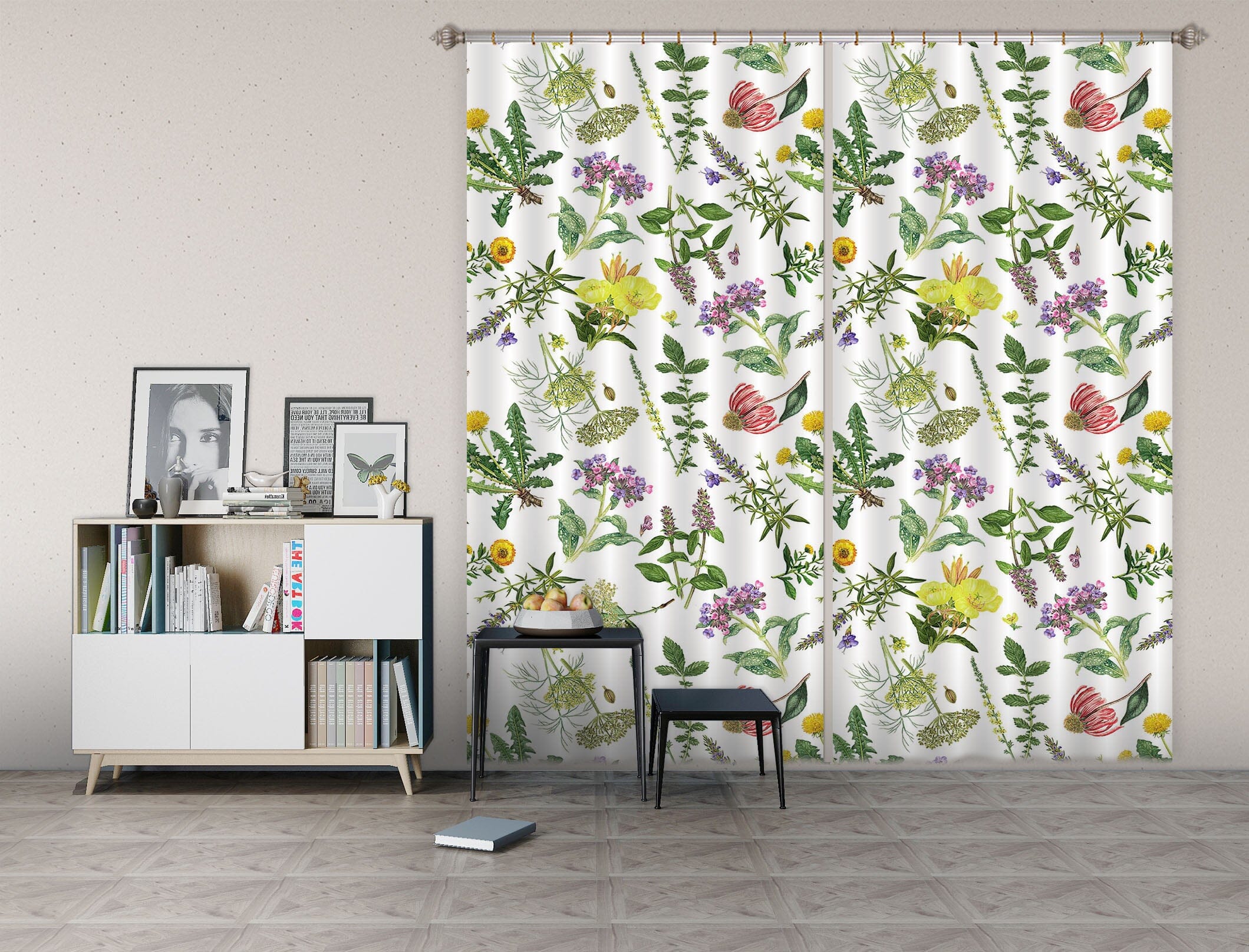 3D Chrysanthemum 255 Uta Naumann Curtain Curtains Drapes Curtains AJ Creativity Home