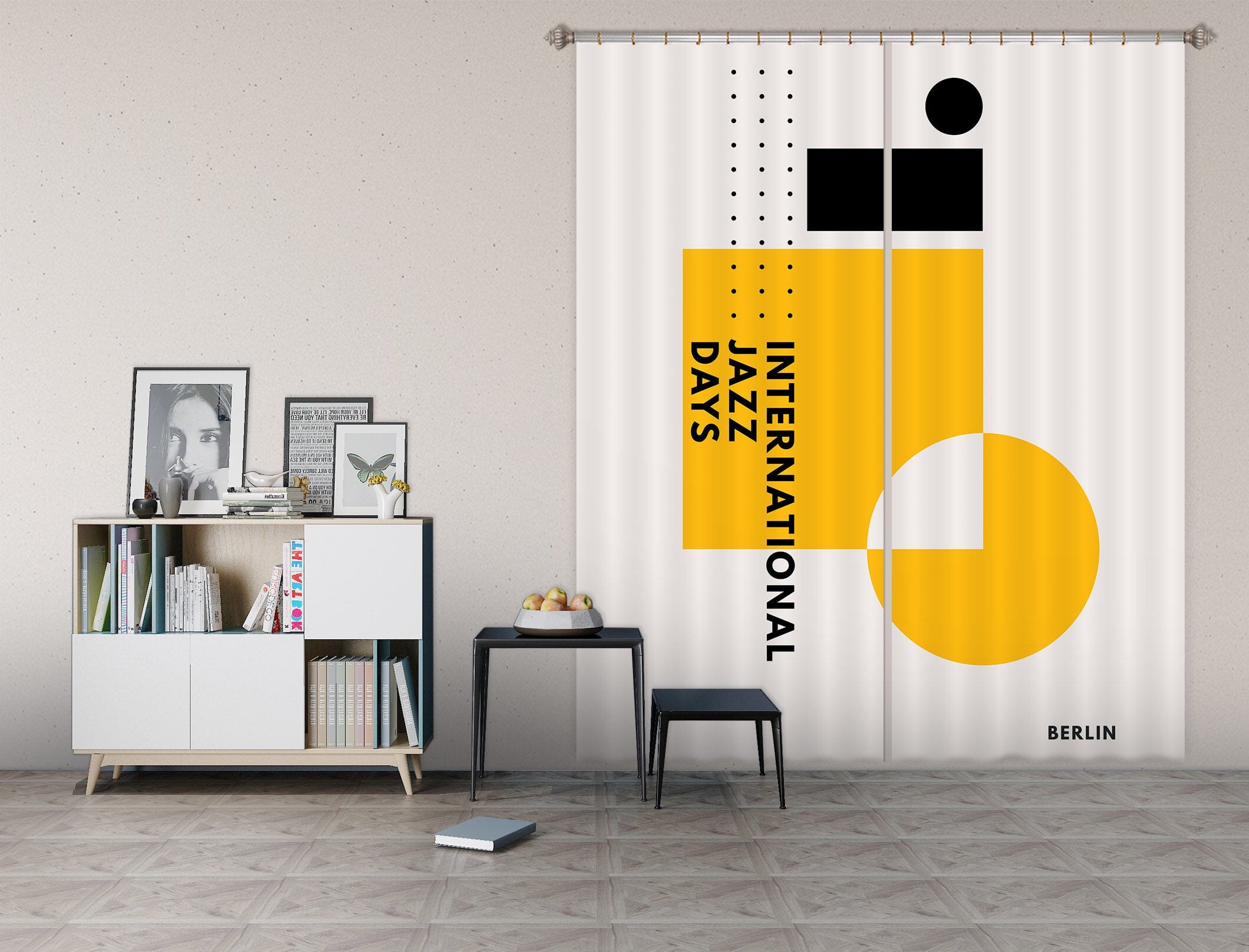 3D Yellow Pattern 1058 Boris Draschoff Curtain Curtains Drapes Curtains AJ Creativity Home