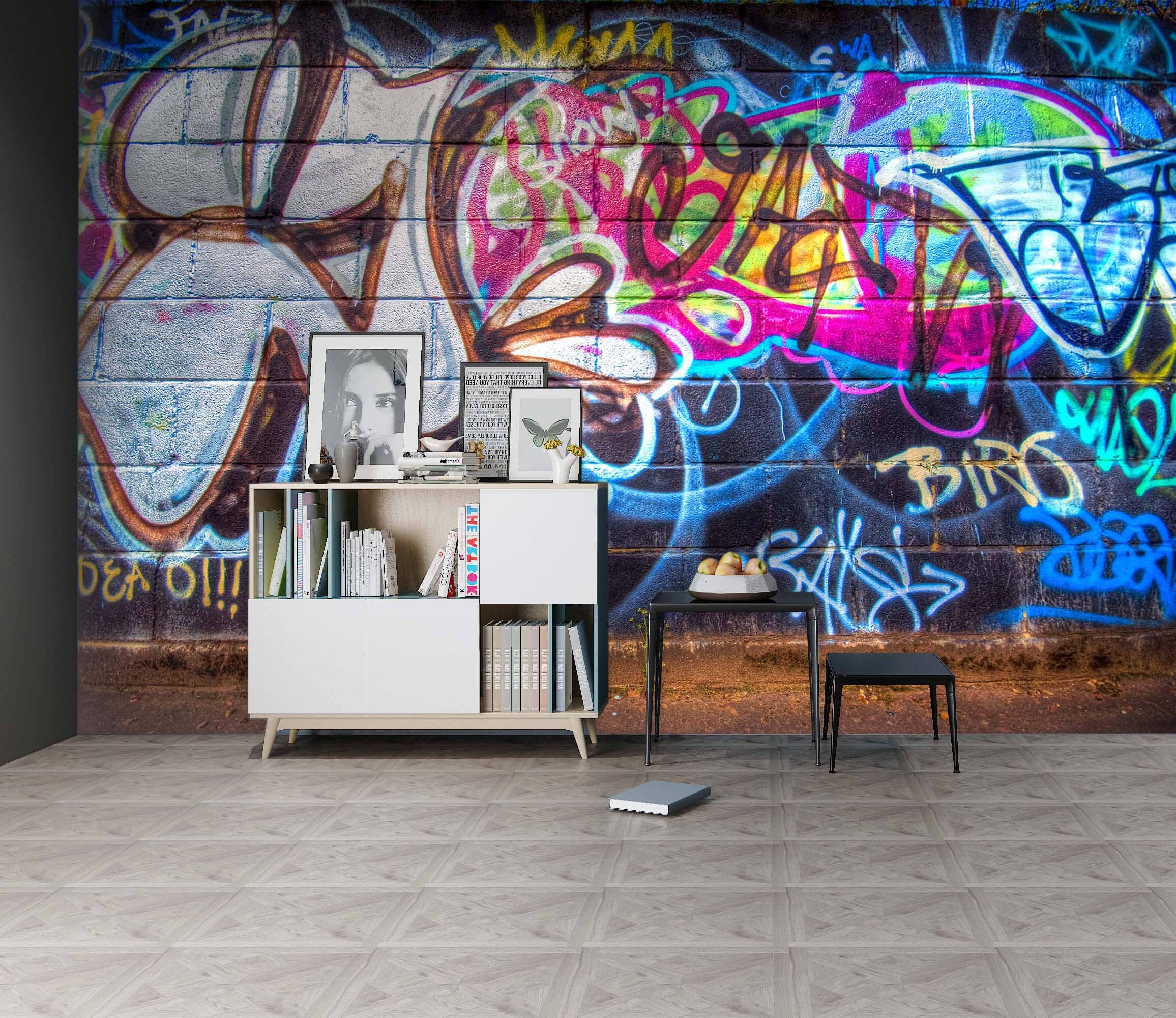 3D Graffiti Wall 041 Wall Murals Wallpaper AJ Wallpaper 2