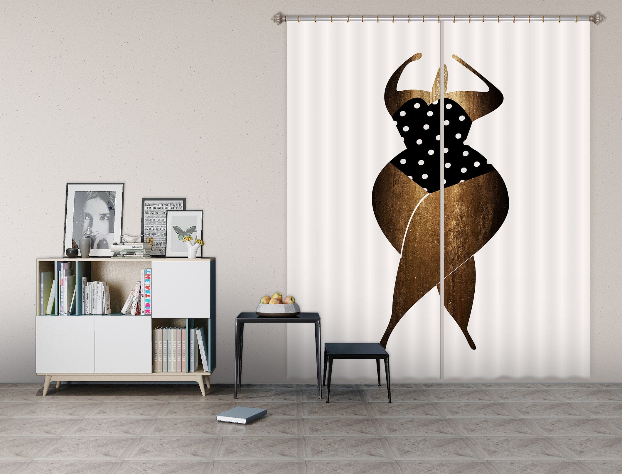 3D Woman Dancing 1031 Boris Draschoff Curtain Curtains Drapes Curtains AJ Creativity Home