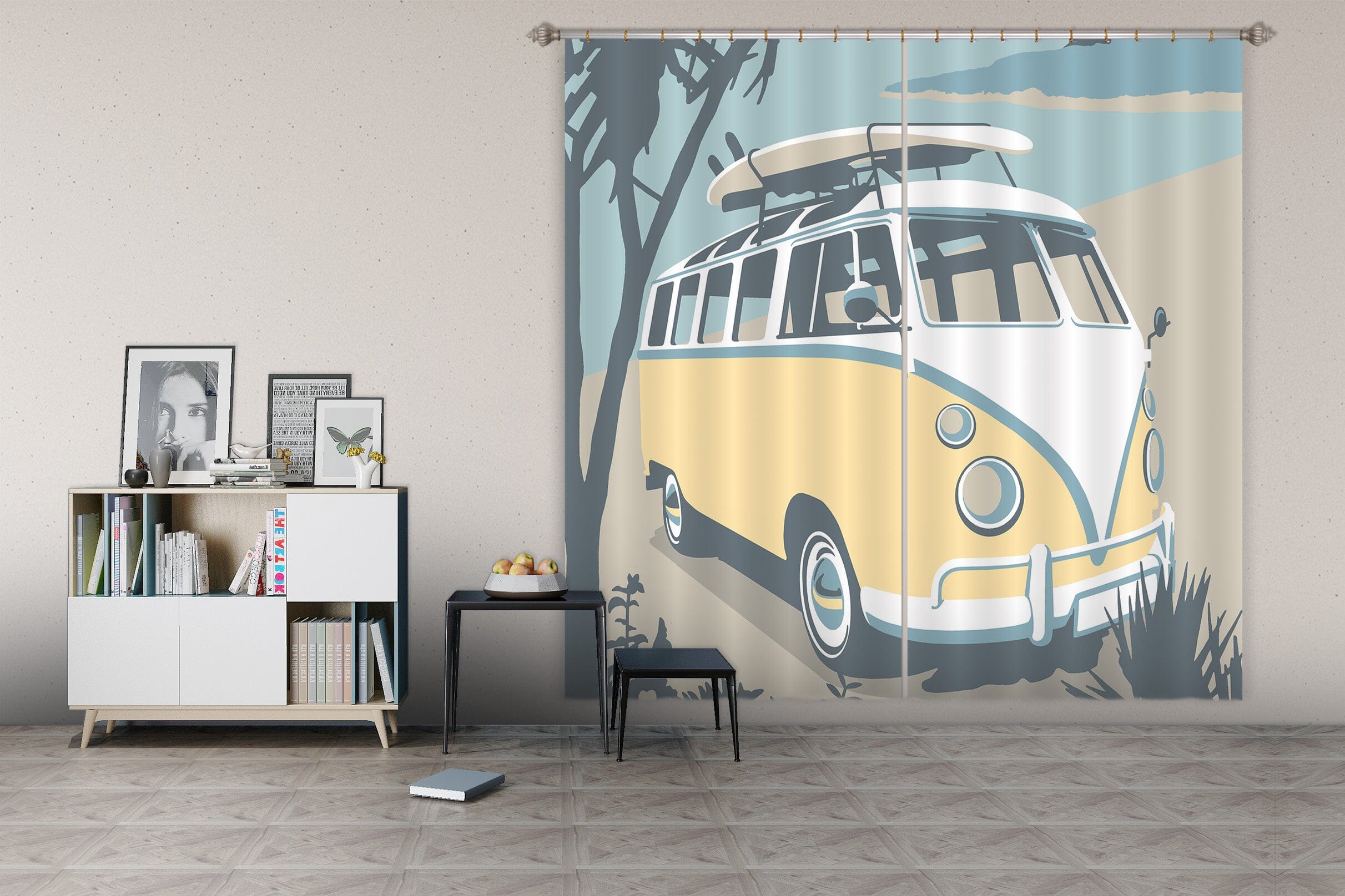 3D Newquay Camper 047 Steve Read Curtain Curtains Drapes Curtains AJ Creativity Home