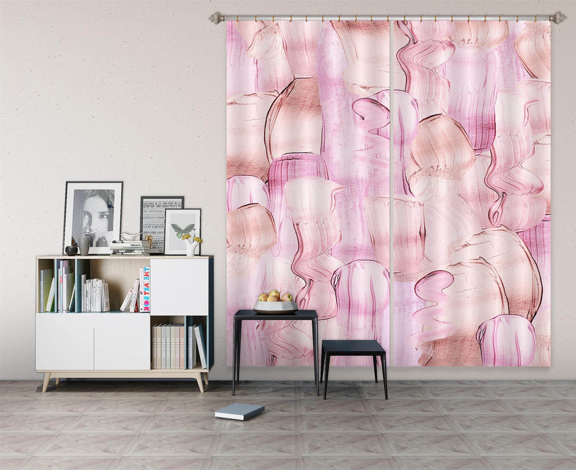 3D Pink Pigment 192 Uta Naumann Curtain Curtains Drapes Curtains AJ Creativity Home