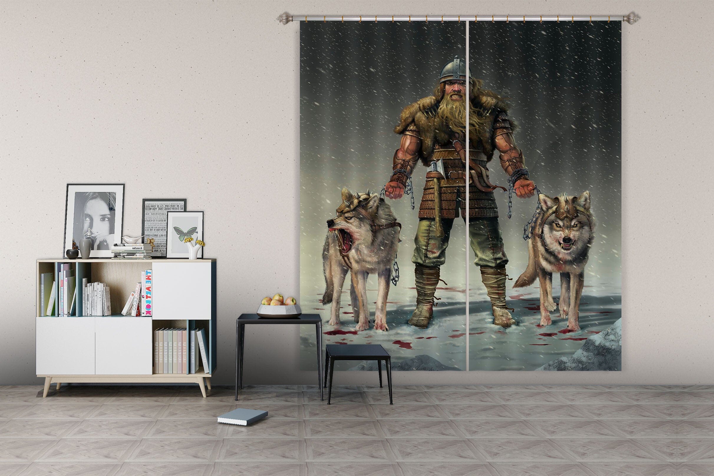 3D Mountain Viking 054 Vincent Hie Curtain Curtains Drapes Curtains AJ Creativity Home