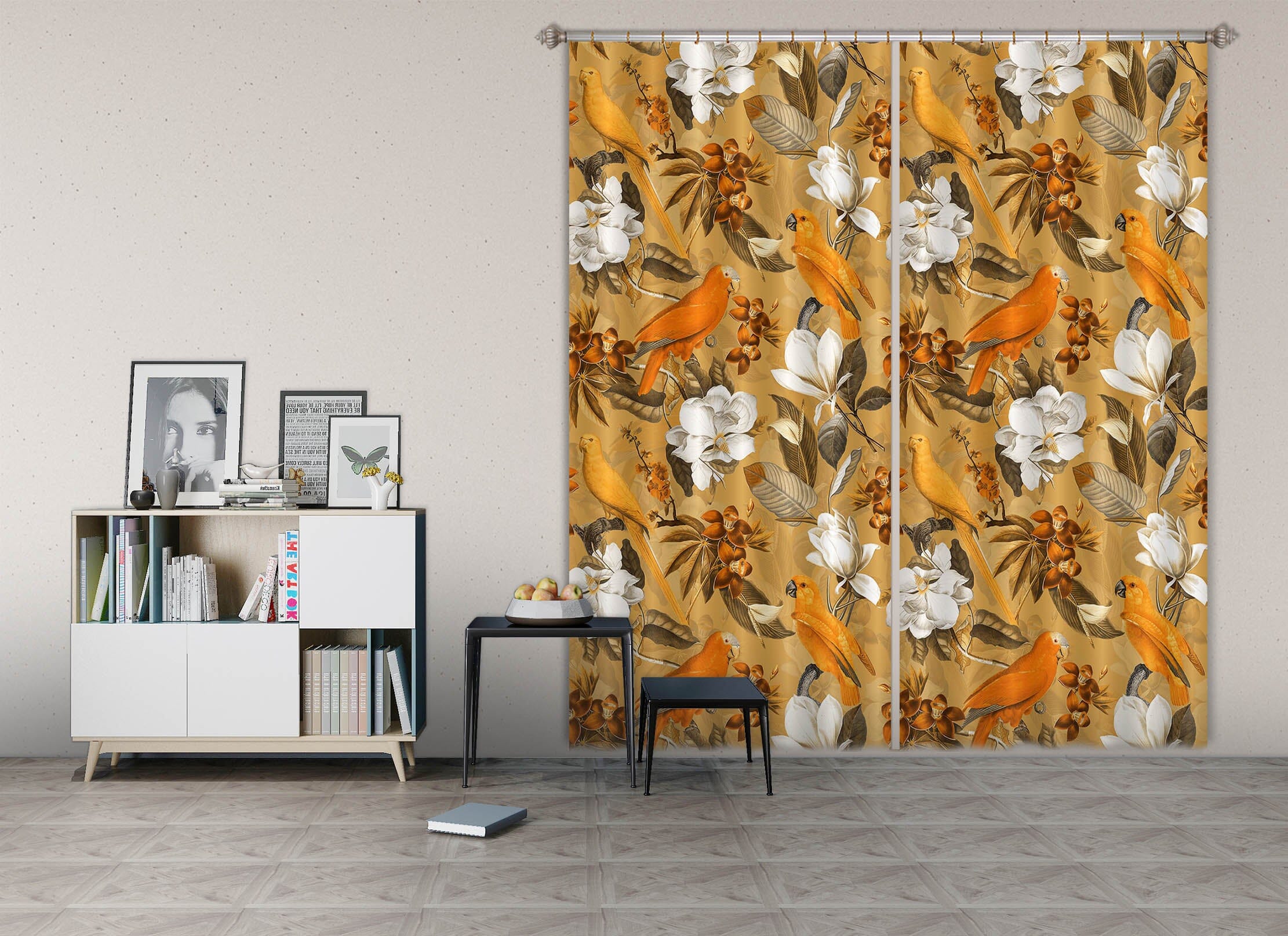 3D Flowers Leaves 185 Uta Naumann Curtain Curtains Drapes Curtains AJ Creativity Home