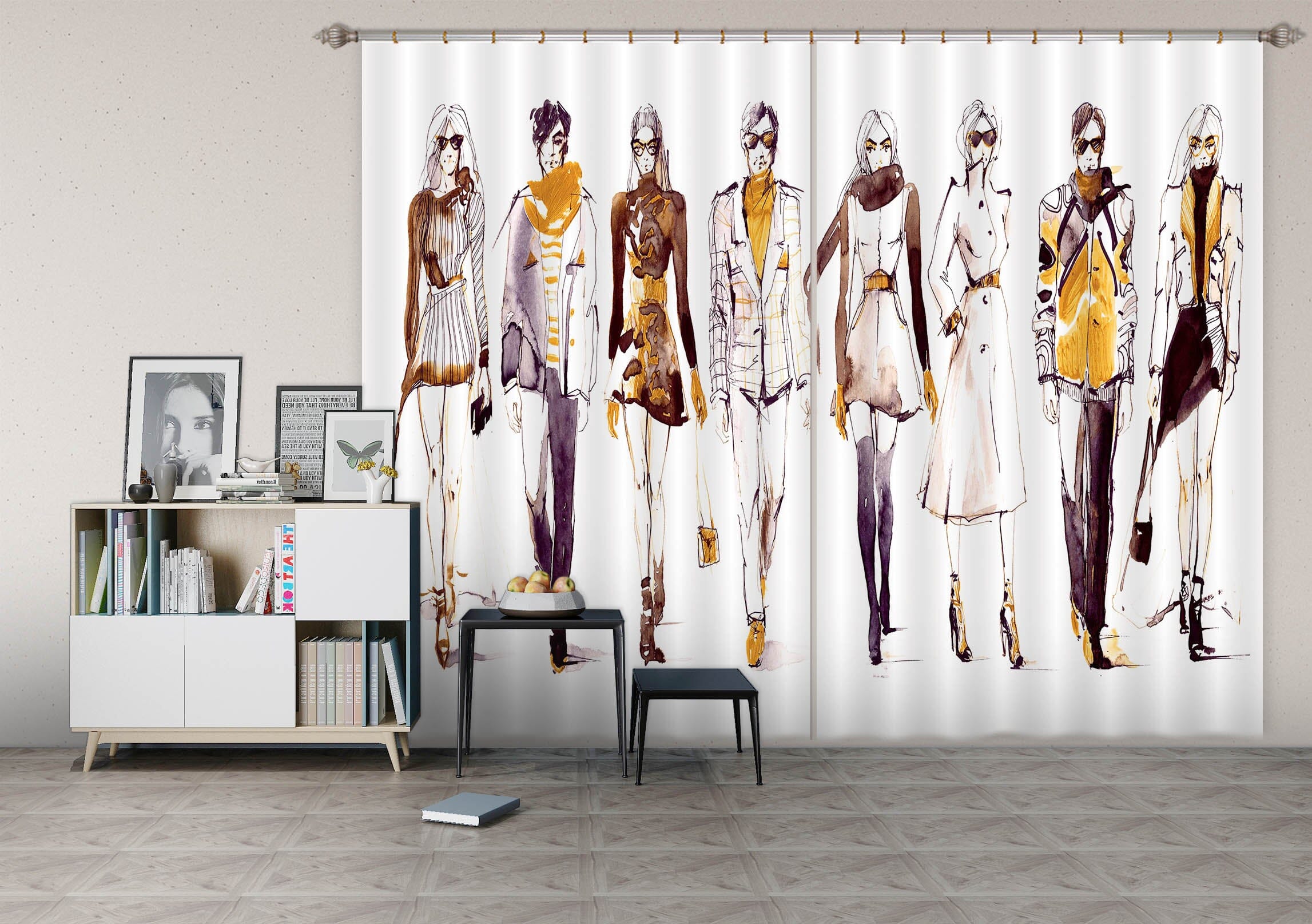 3D Fashion Woman 716 Curtains Drapes Wallpaper AJ Wallpaper