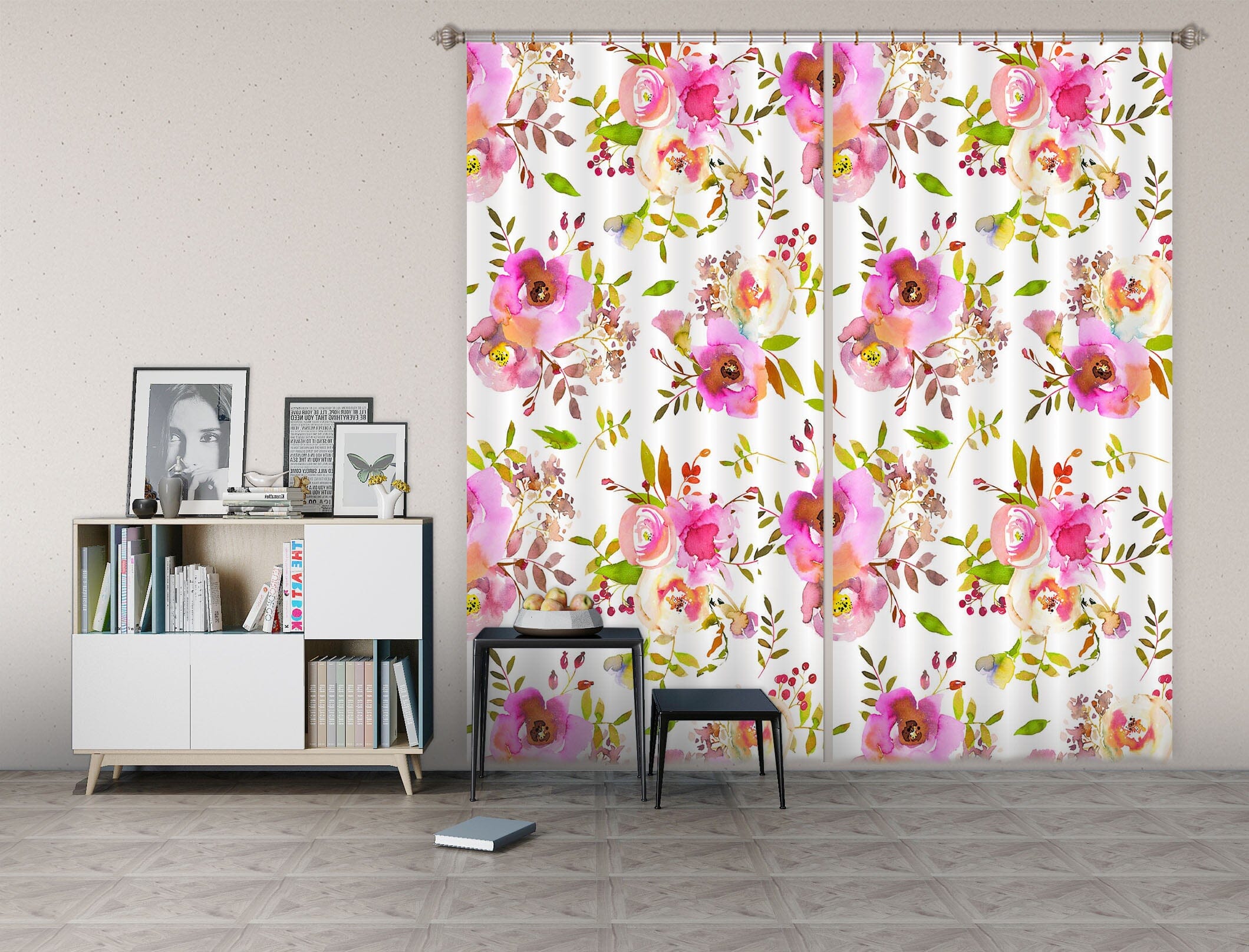 3D Flower Cherry 230 Uta Naumann Curtain Curtains Drapes Curtains AJ Creativity Home