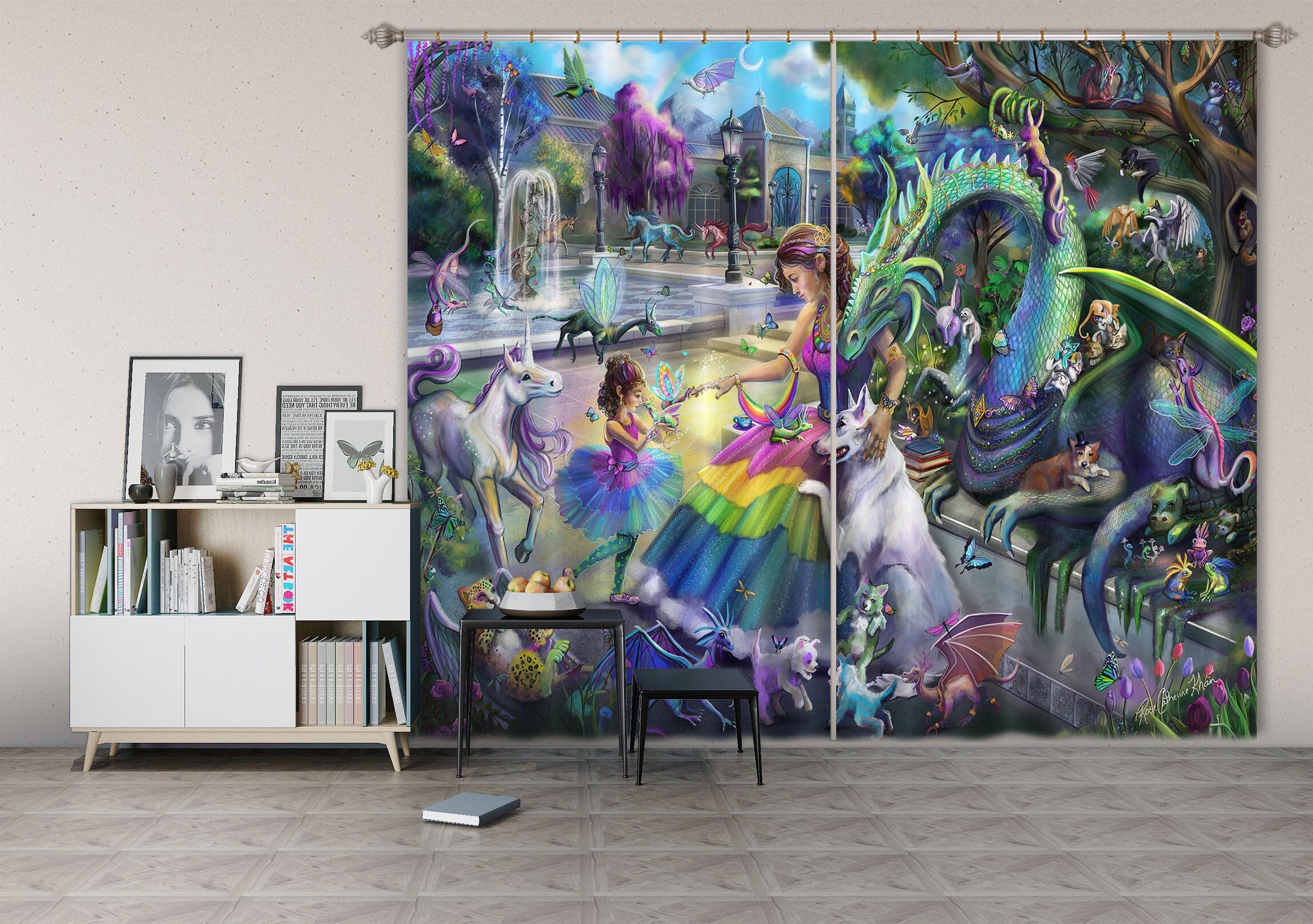 3D Dinosaur World 112 Rose Catherine Khan Curtain Curtains Drapes Curtains AJ Creativity Home