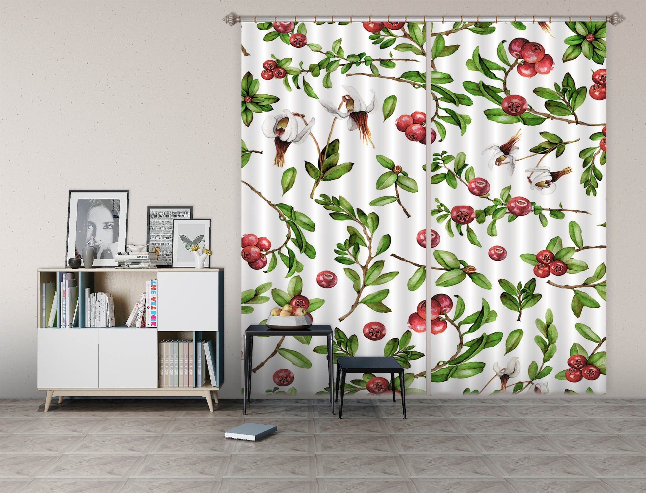 3D Hawthorn Flower 260 Uta Naumann Curtain Curtains Drapes Curtains AJ Creativity Home