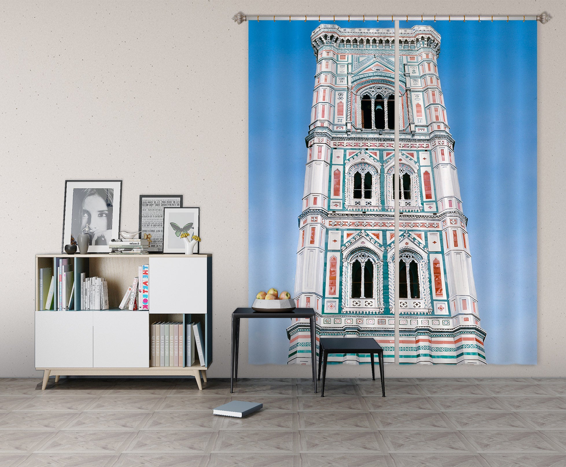 3D White Building 11002 Matthew Holden Bates Curtain Curtains Drapes