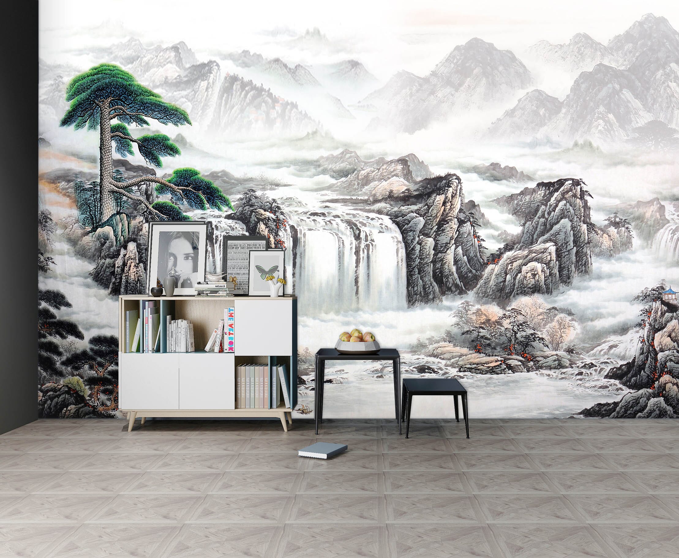 3D Alpine Waterfall 1466 Wall Murals Wallpaper AJ Wallpaper 2