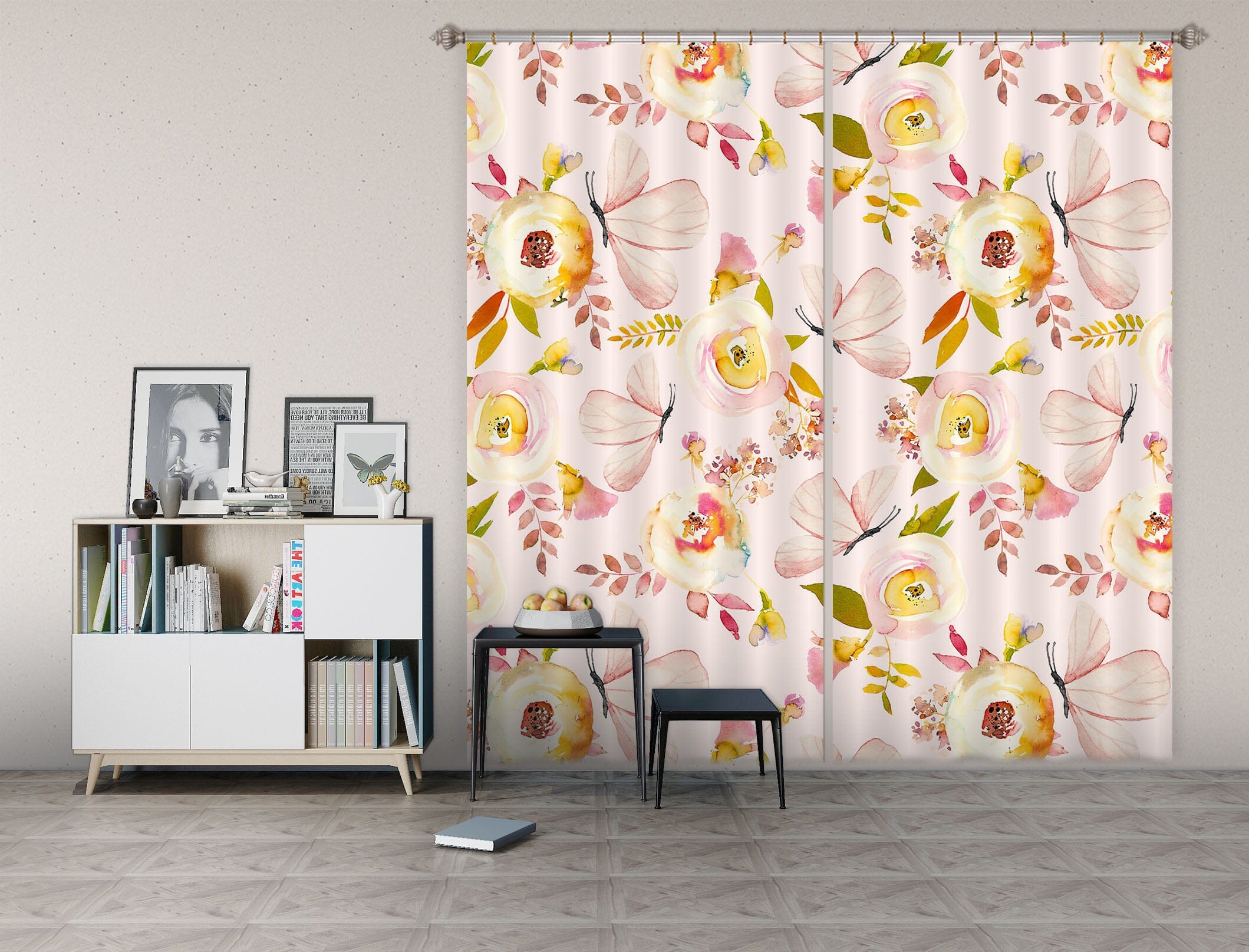 3D Pink Butterfly 242 Uta Naumann Curtain Curtains Drapes Curtains AJ Creativity Home