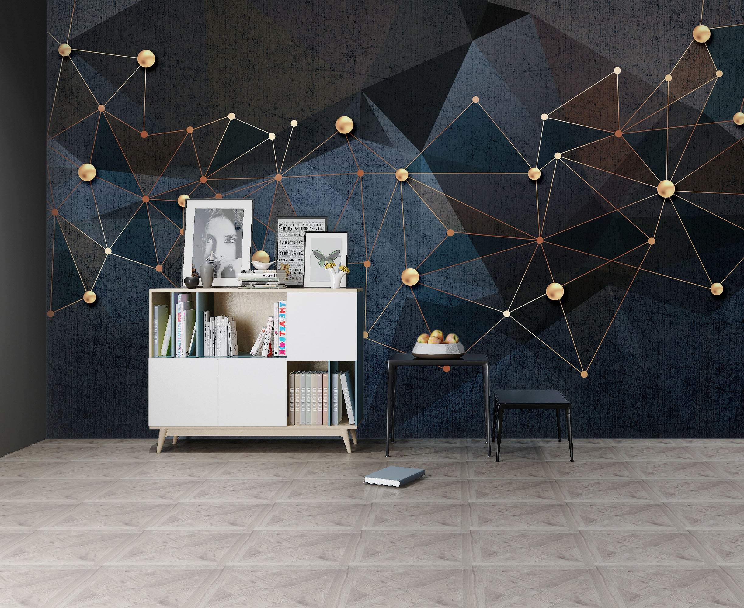 3D Golden Beads 1075 Wall Murals