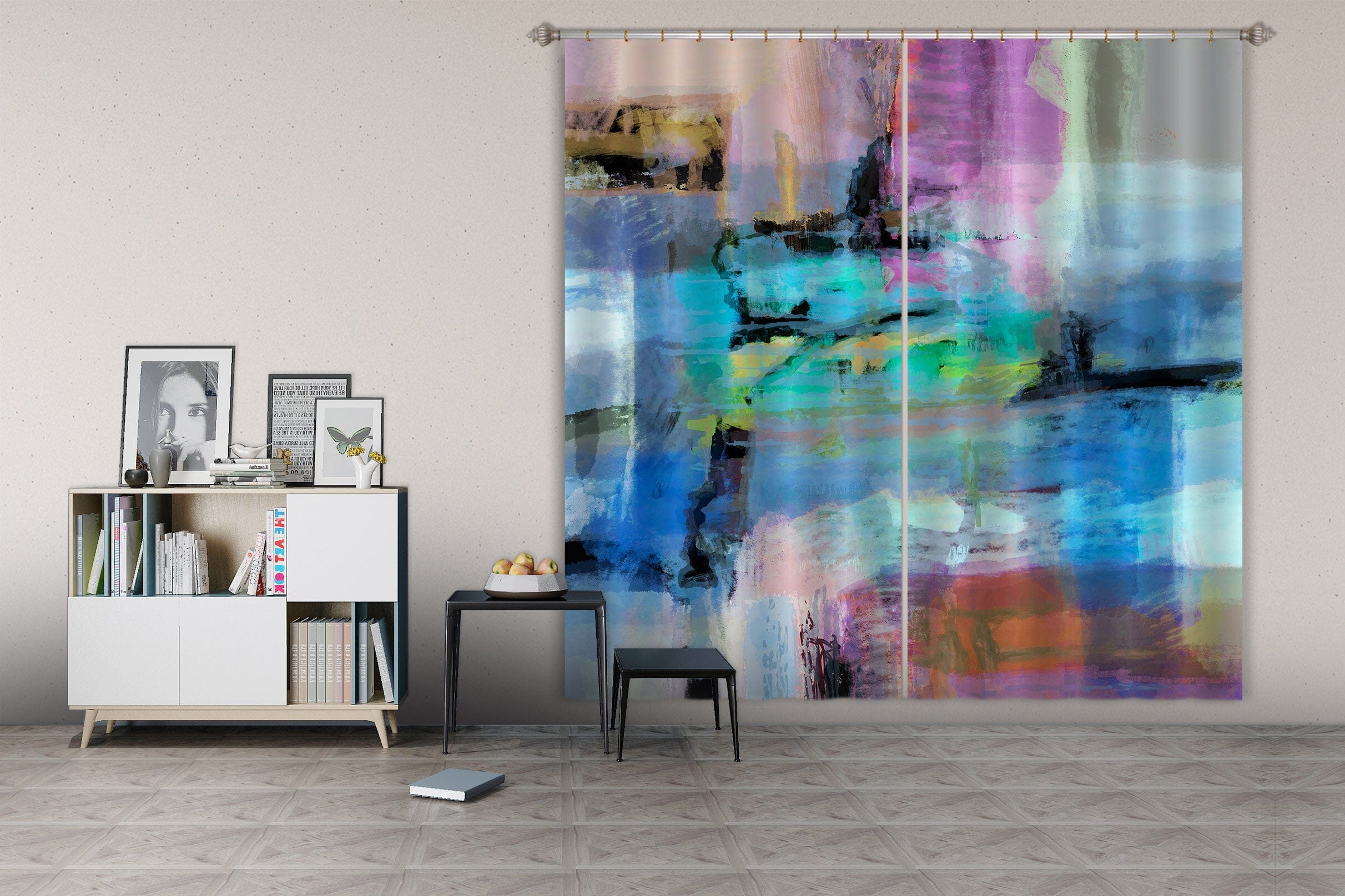 3D Painted Blue 219 Michael Tienhaara Curtain Curtains Drapes Curtains AJ Creativity Home