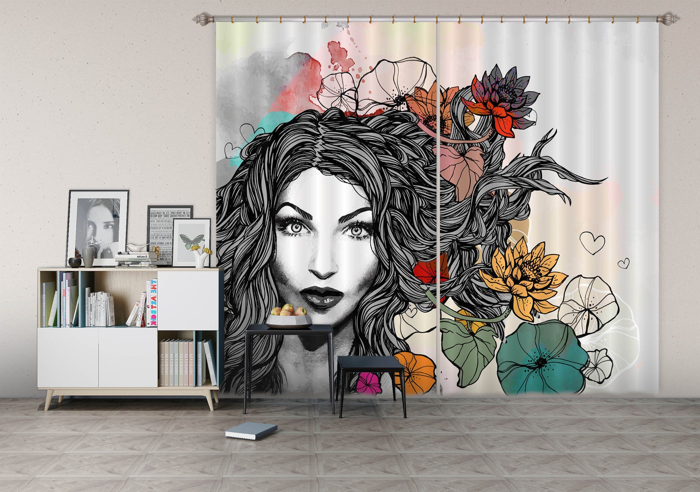 3D Lively Girl 767 Curtains Drapes Wallpaper AJ Wallpaper