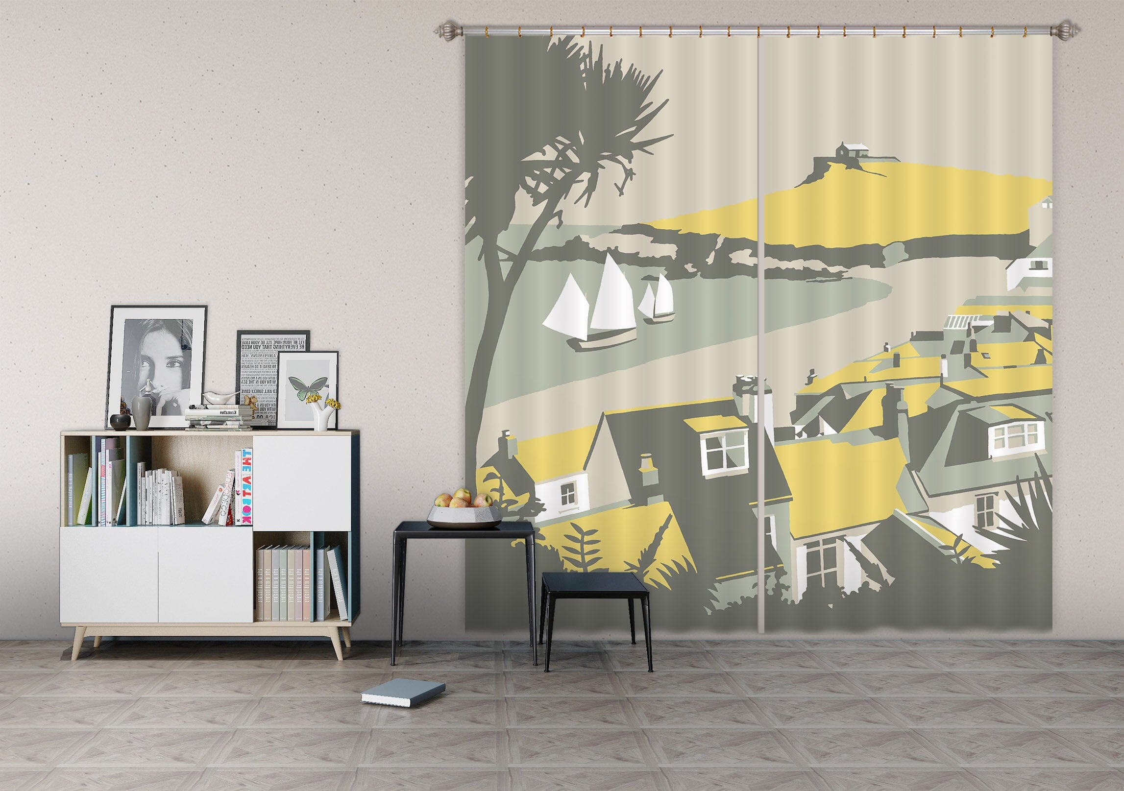 3D Yellow Umbrella 158 Steve Read Curtain Curtains Drapes Curtains AJ Creativity Home
