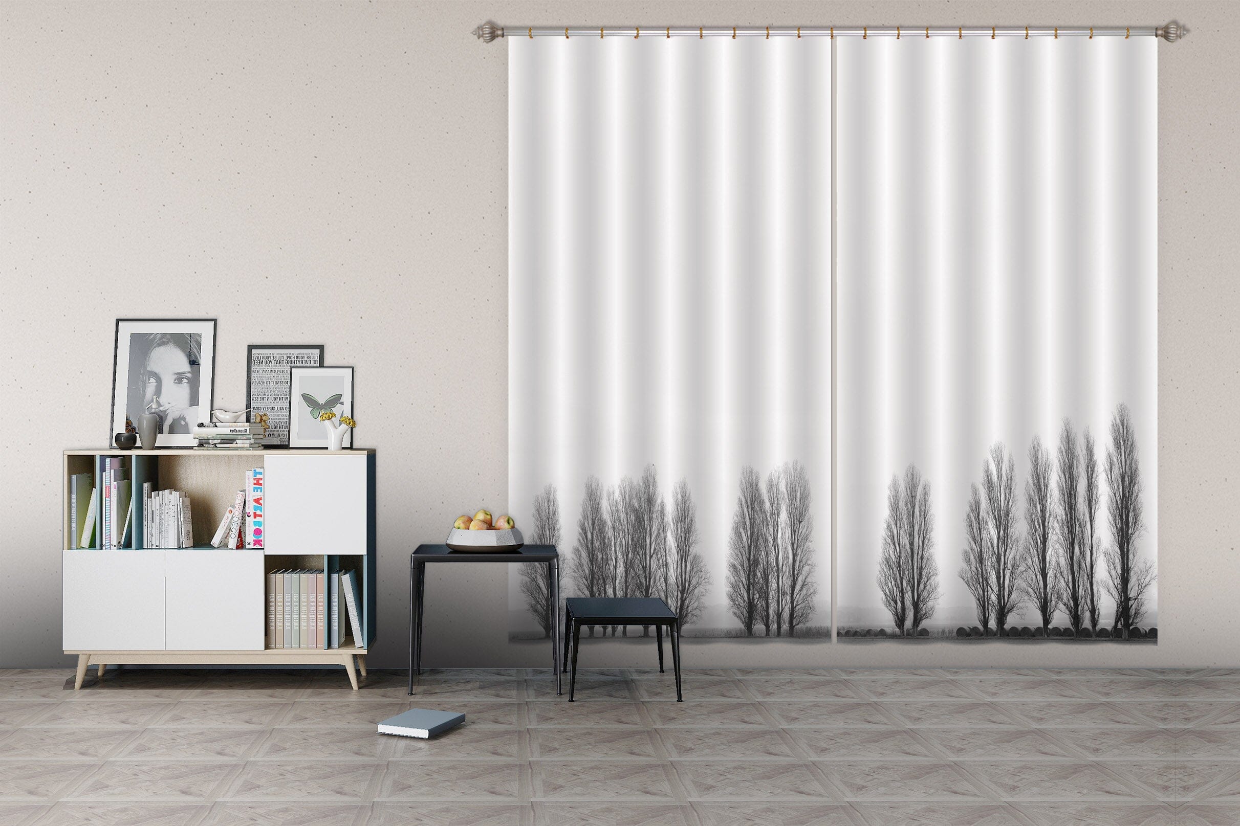 3D Little Black Tree 188 Marco Carmassi Curtain Curtains Drapes Curtains AJ Creativity Home