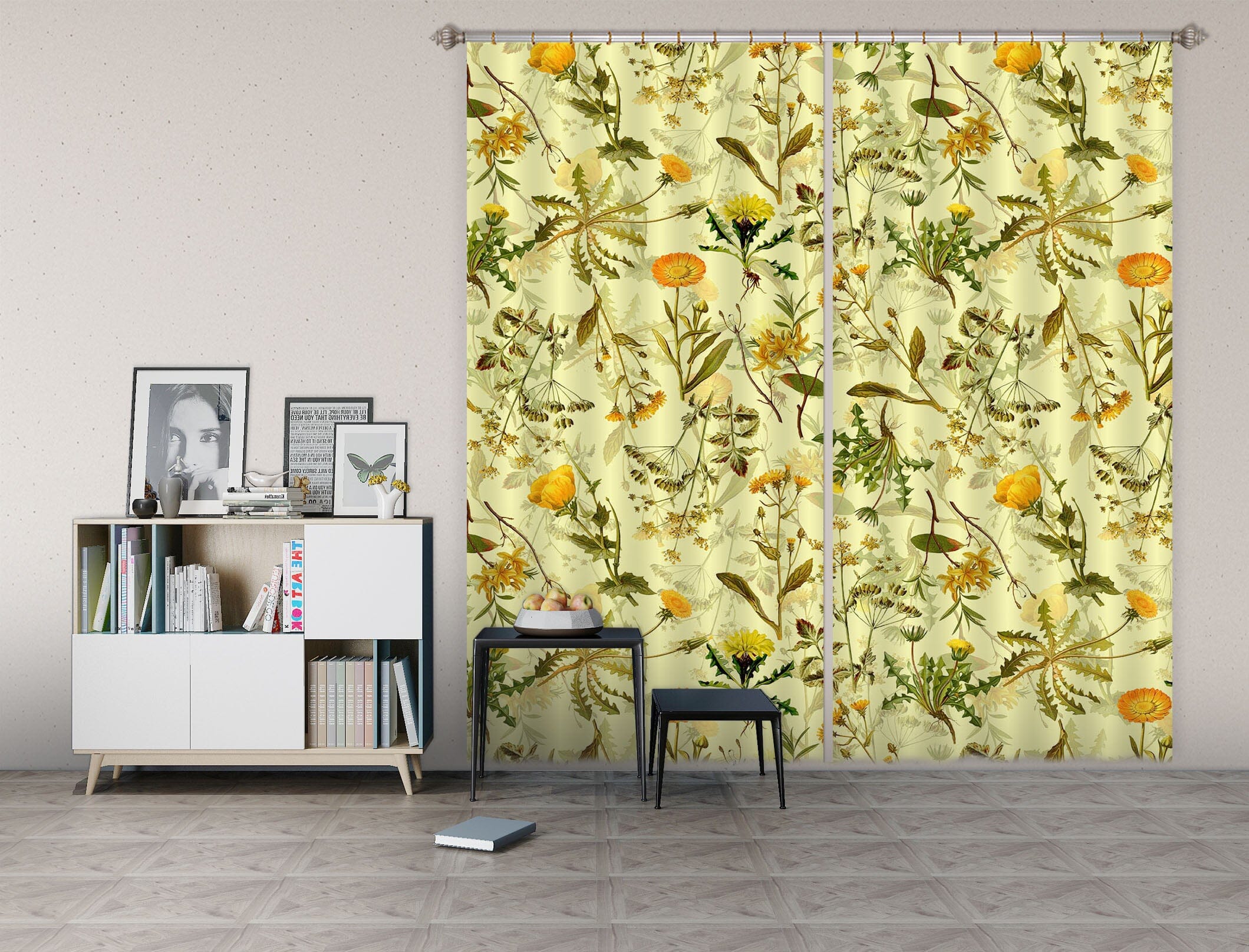 3D Chrysanthemum Leaves 254 Uta Naumann Curtain Curtains Drapes Curtains AJ Creativity Home