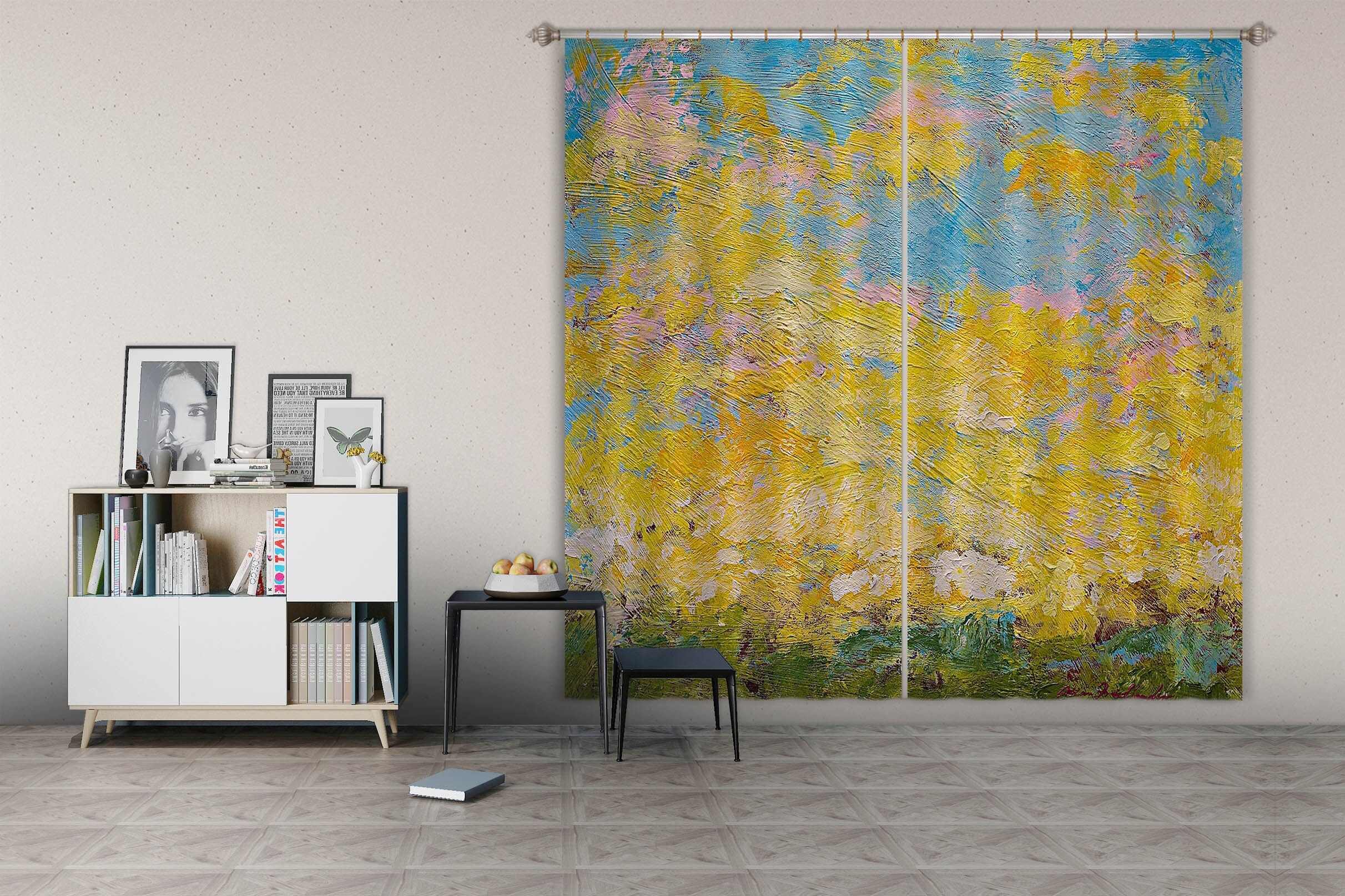 3D Yellow Graffiti 186 Allan P. Friedlander Curtain Curtains Drapes Curtains AJ Creativity Home