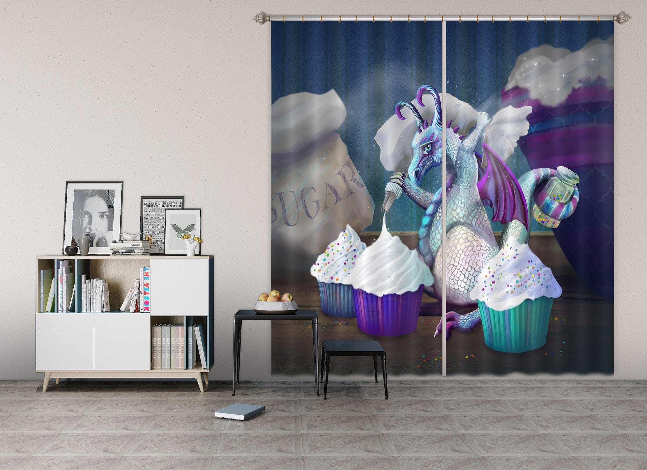 3D Cream Cake 101 Rose Catherine Khan Curtain Curtains Drapes Curtains AJ Creativity Home