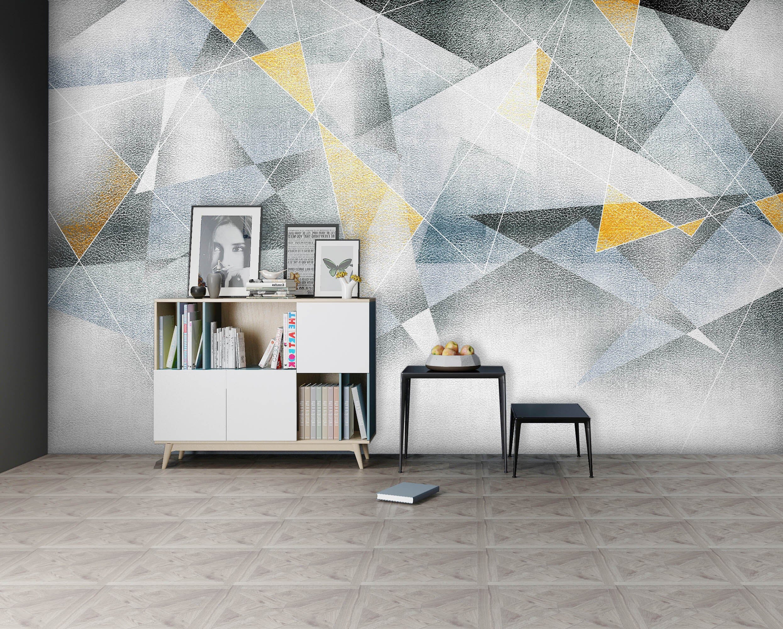 3D Yellow Triangle 1059 Wall Murals Wallpaper AJ Wallpaper 2