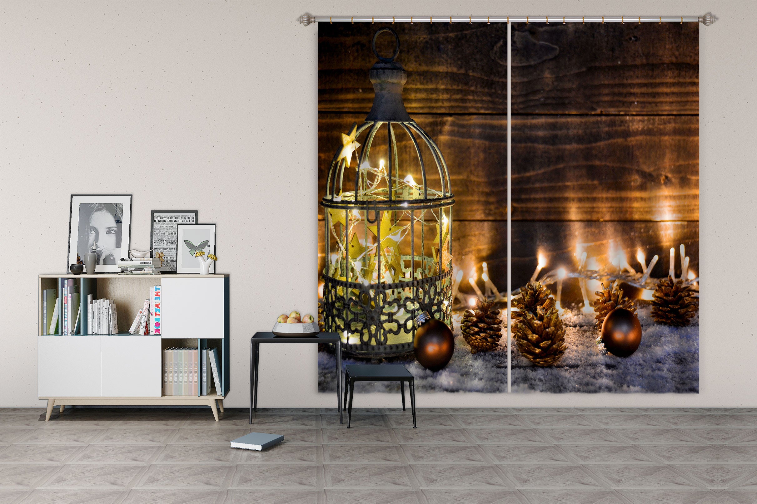 3D String Lights Pine Cones 52084 Christmas Curtains Drapes Xmas