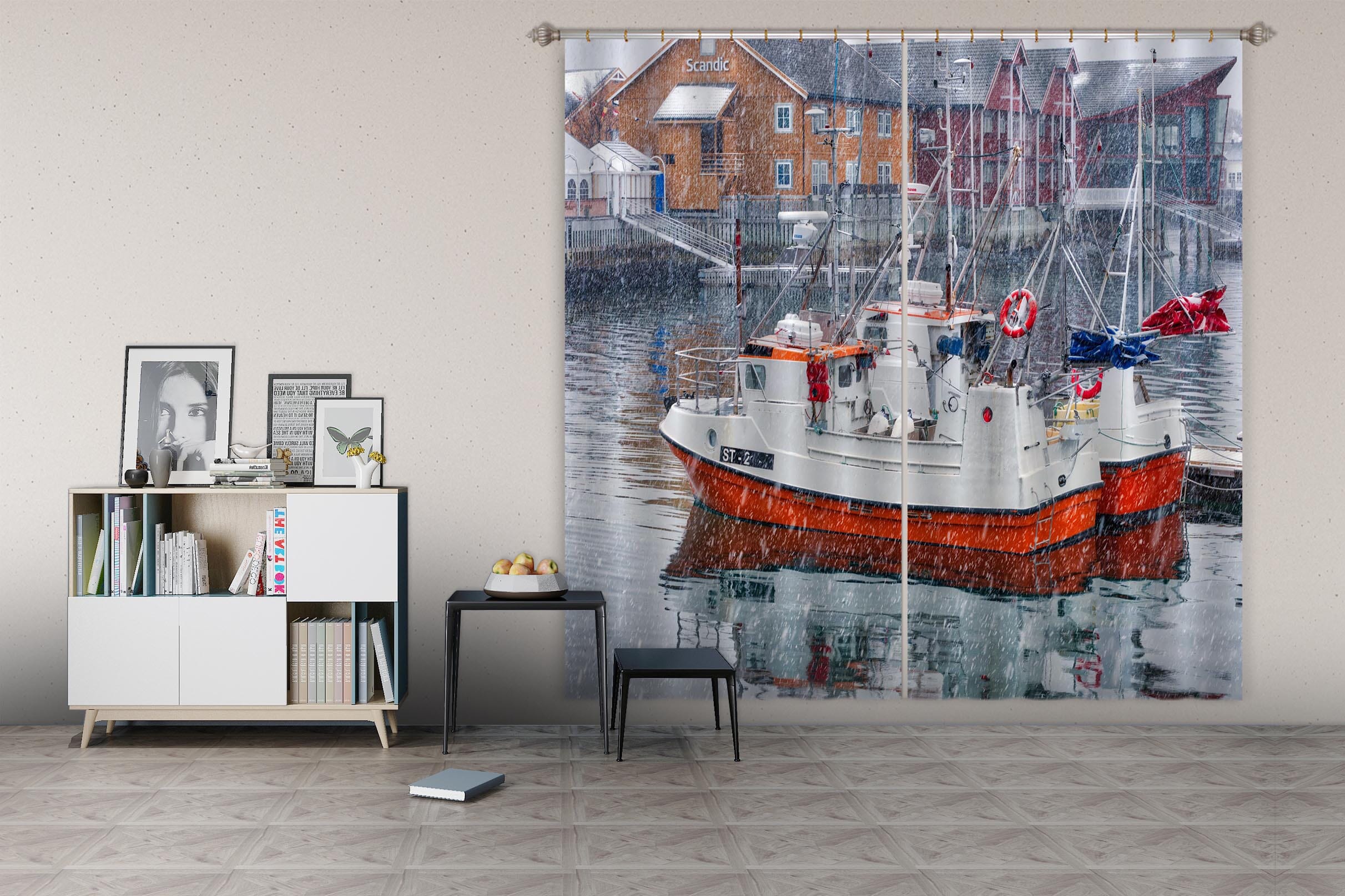 3D River Ship 045 Marco Carmassi Curtain Curtains Drapes Curtains AJ Creativity Home