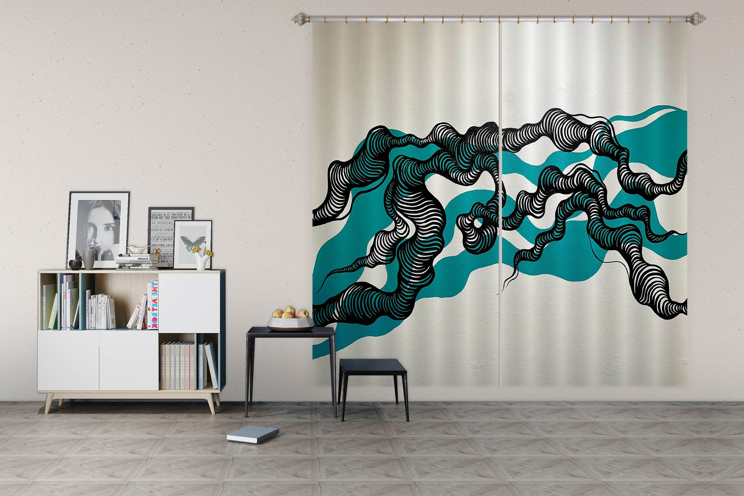 3D Black Texture 373 Jacqueline Reynoso Curtain Curtains Drapes