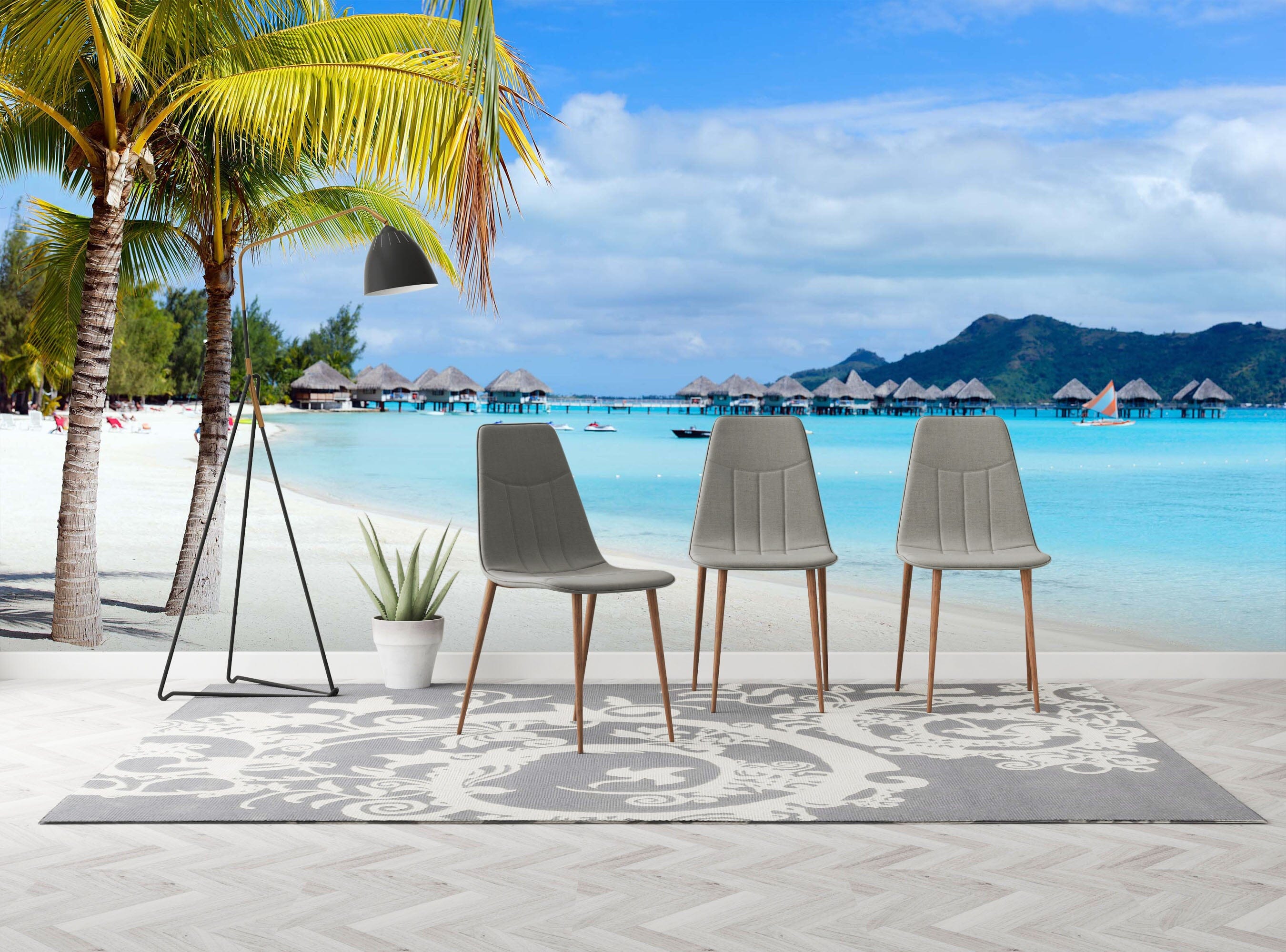 3D Coconut Tree Beach 1448 Wall Murals Wallpaper AJ Wallpaper 2