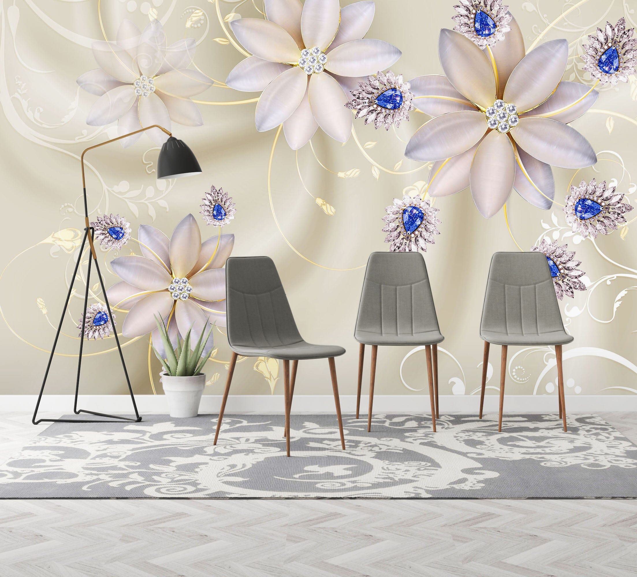 3D Blue Petals 1492 Wall Murals Wallpaper AJ Wallpaper 2