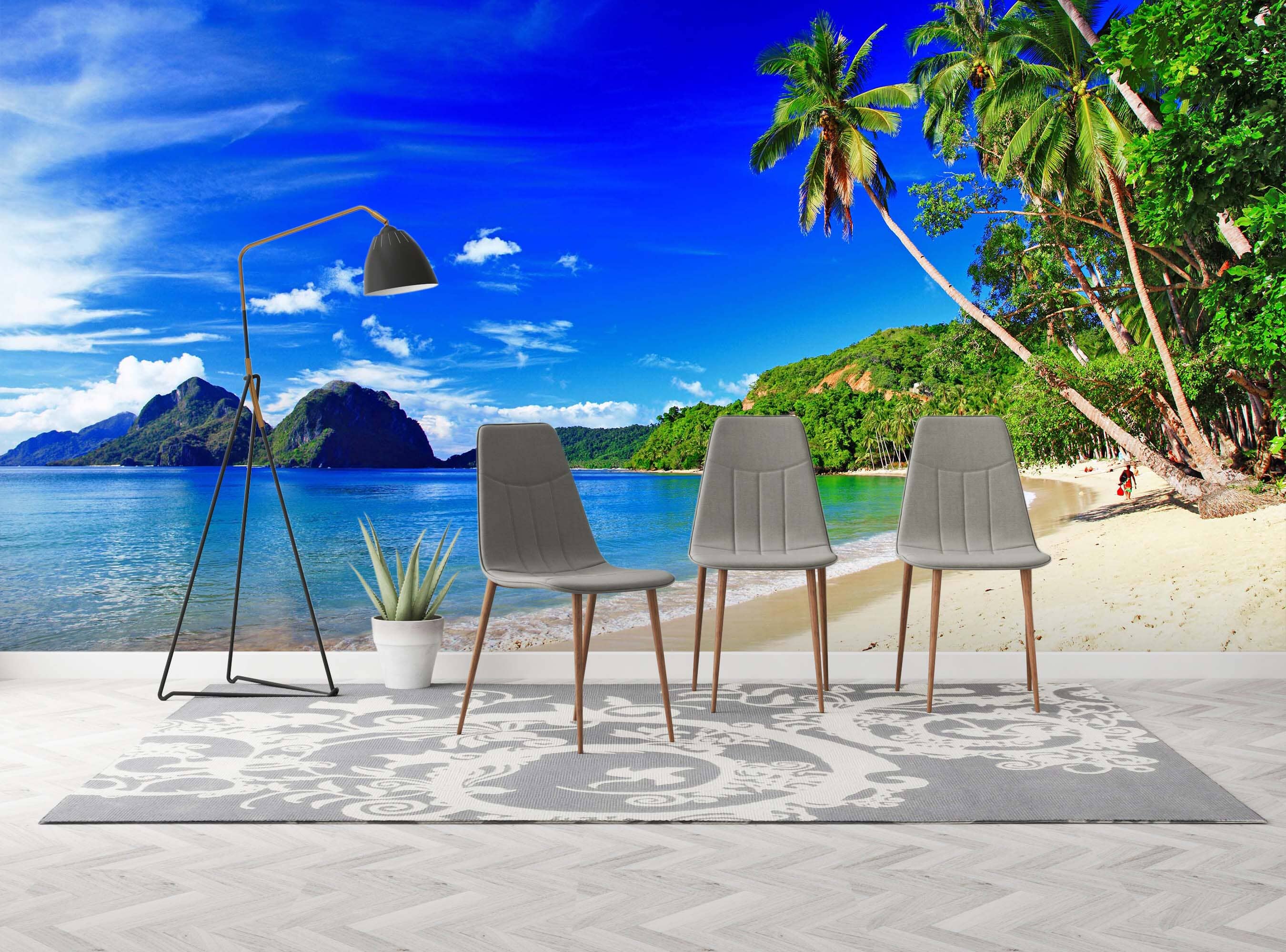 3D Sea Coconut Tree 021 Wall Murals Wallpaper AJ Wallpaper 2