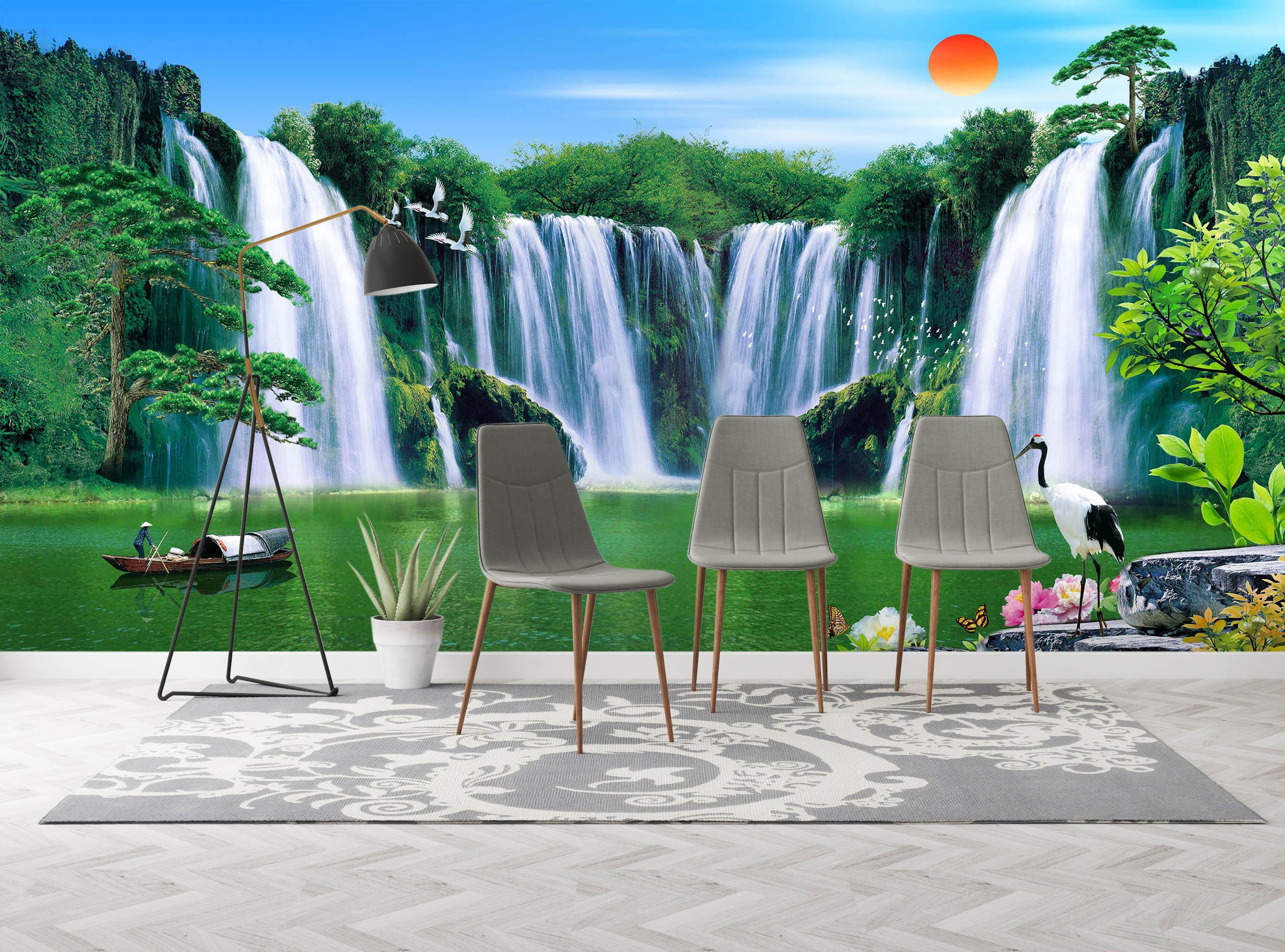 3D Landscape Waterfall 1503 Wall Murals Wallpaper AJ Wallpaper 2