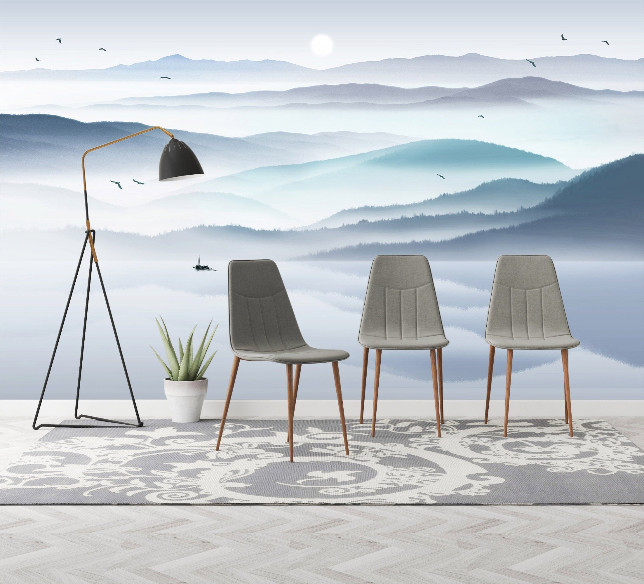 3D Misty Mountain Peak 1409 Wall Murals Wallpaper AJ Wallpaper 2